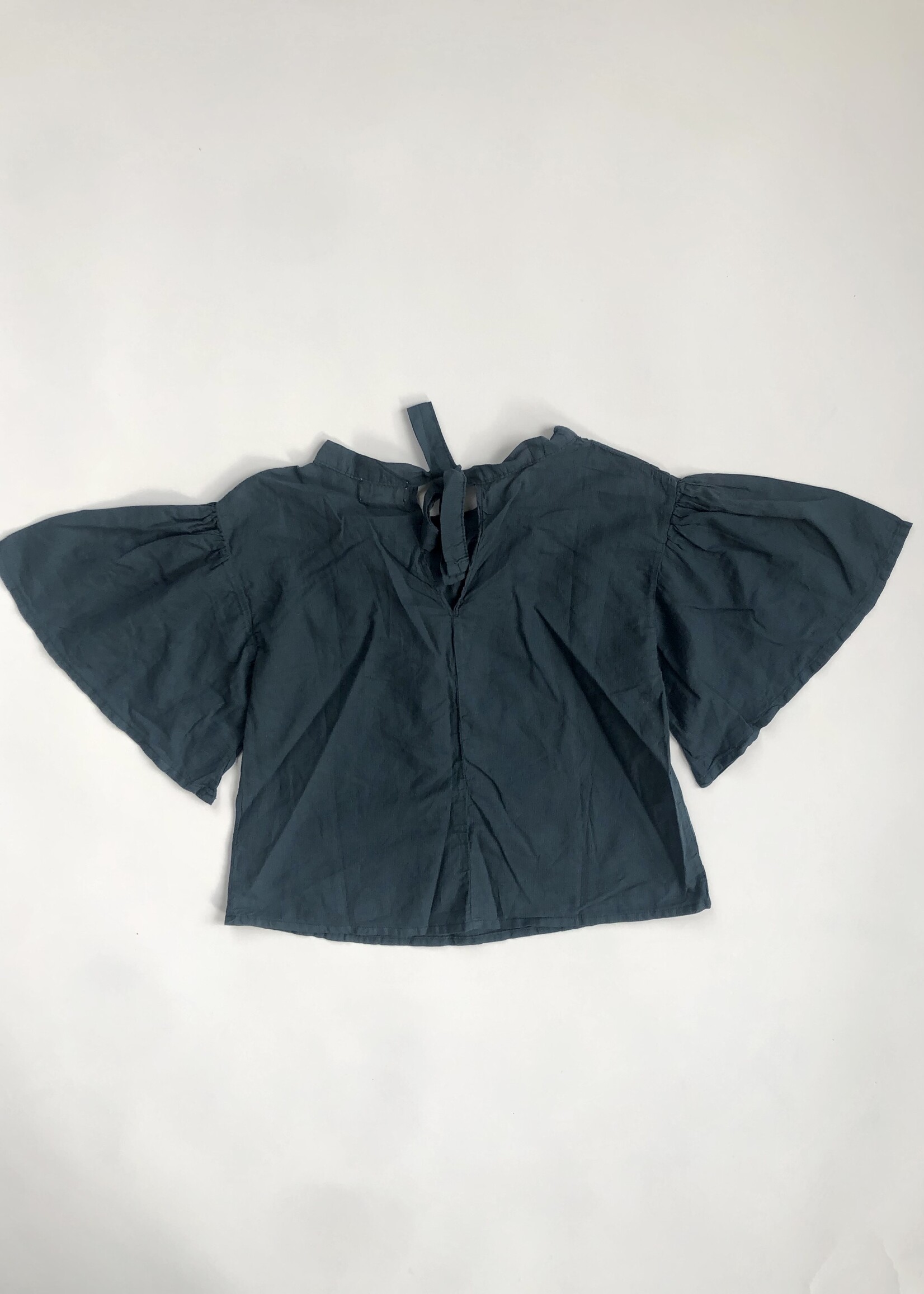 Long Live The Queen Blue grey Ruffle blouse 4-6y