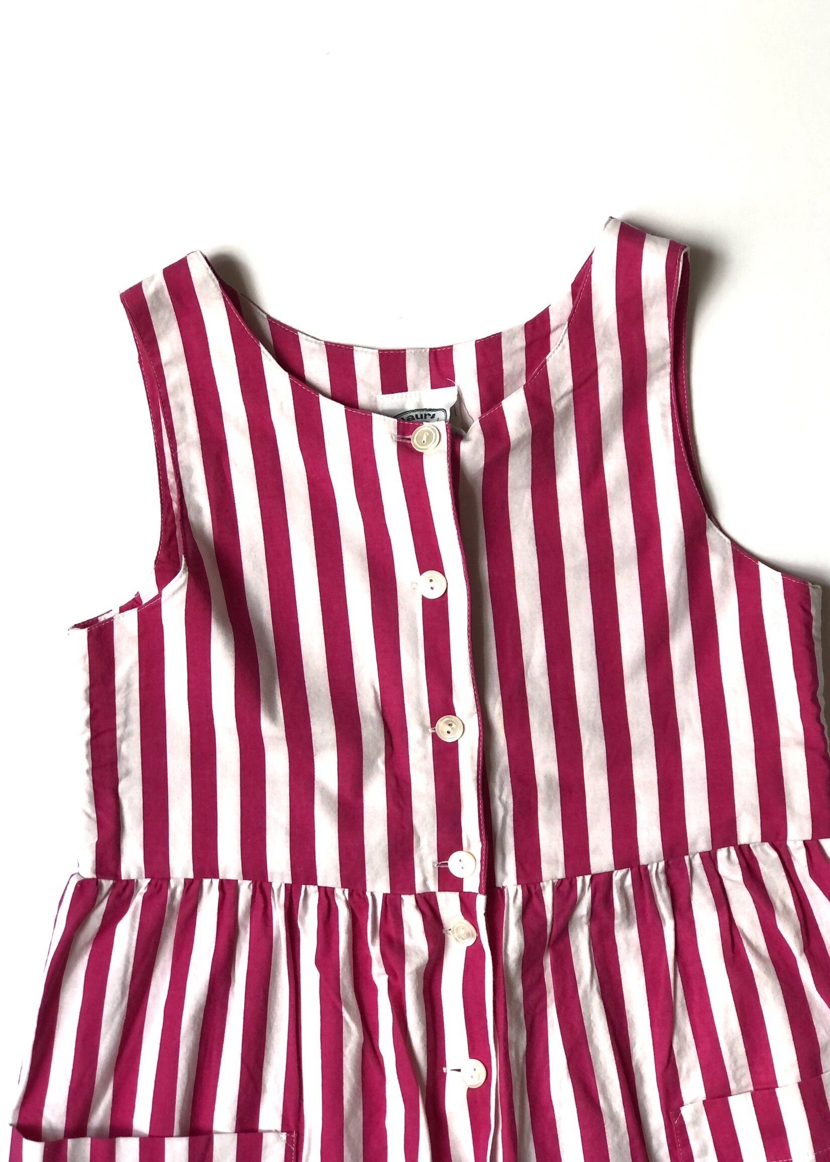 Laura Ashley Pink striped onepiece 9-10y