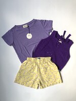 Vintage Yellow lilac floral denim short 4-5y