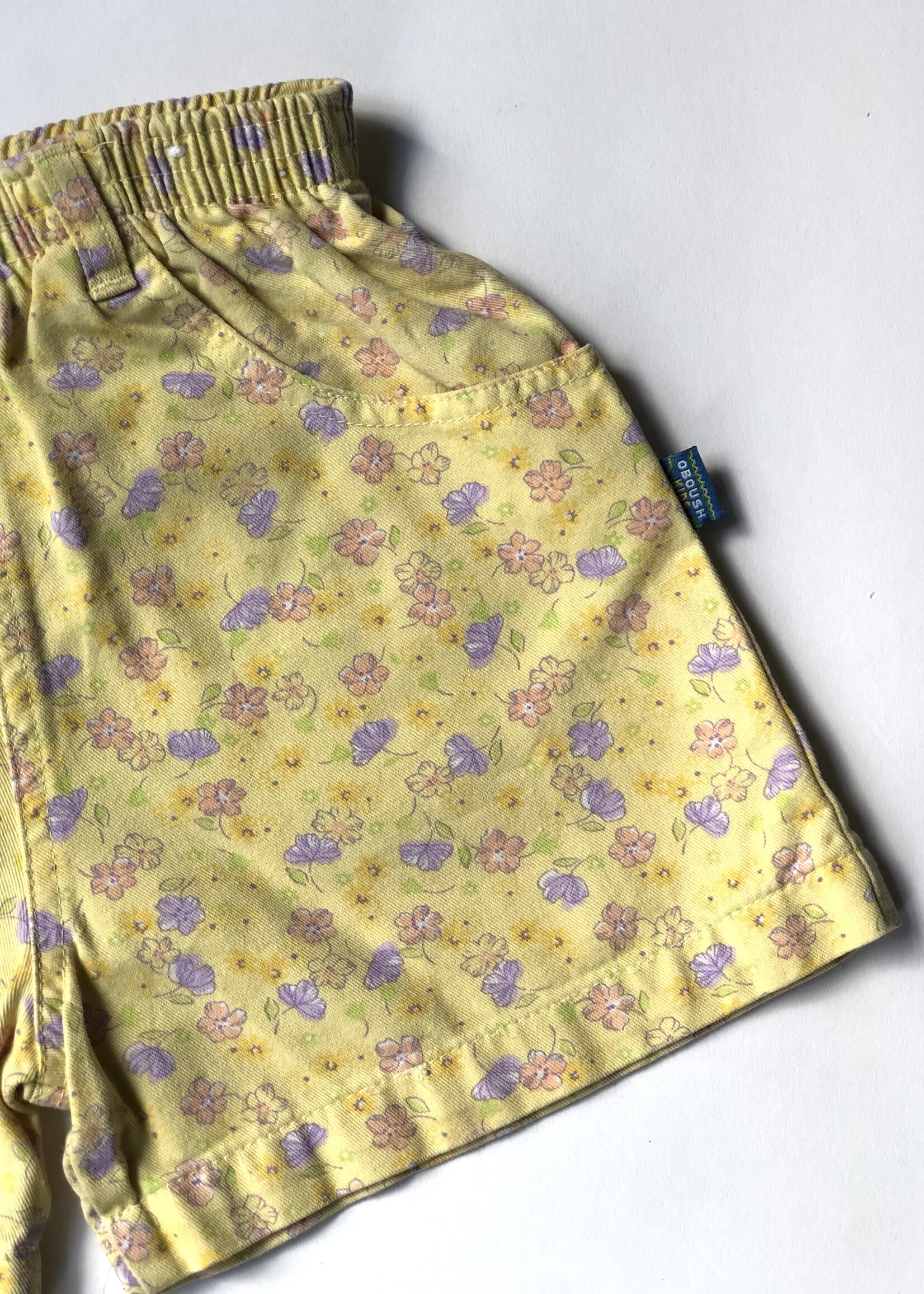 Vintage Yellow lilac floral denim short 4-5y