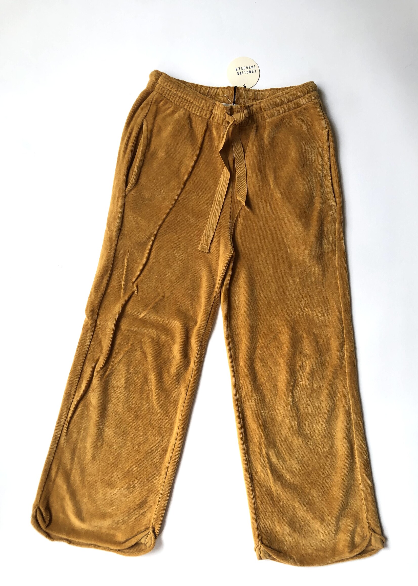 Long Live The Queen Yellow velvet straight fit sweat pants 6y