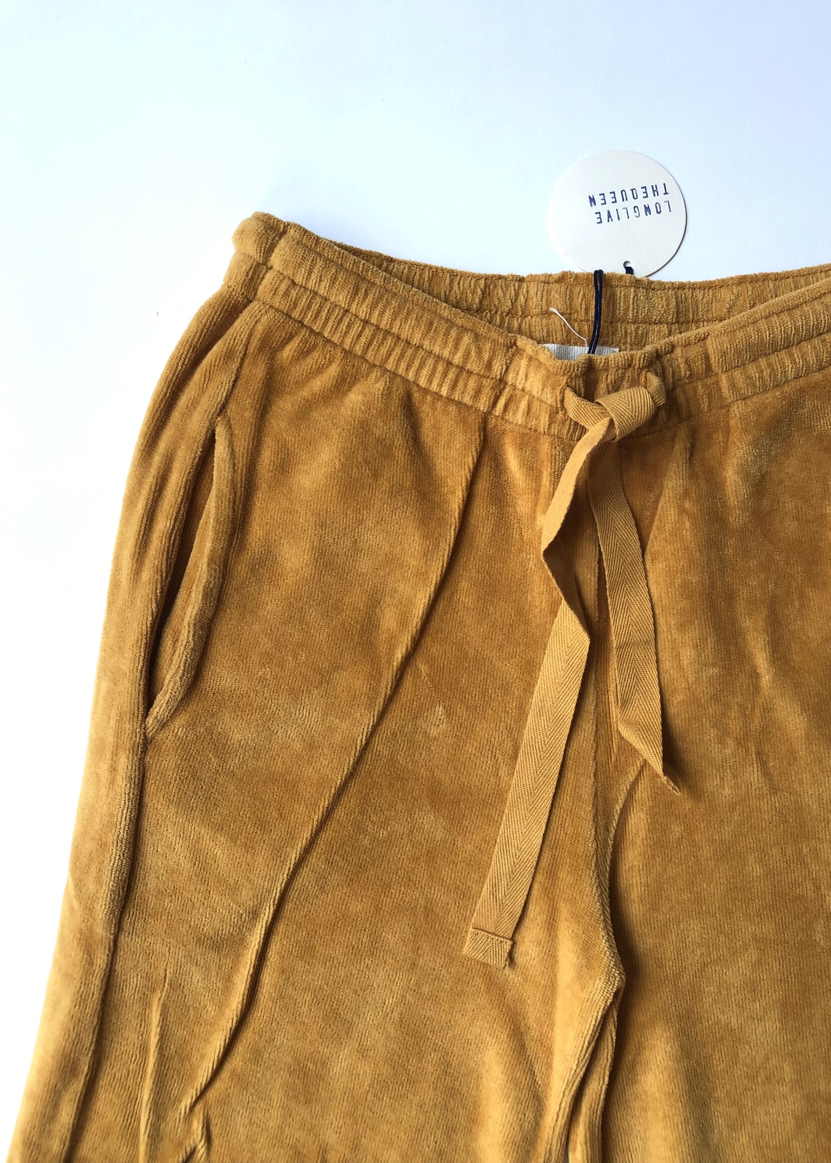 Long Live The Queen Yellow velvet straight fit sweat pants 6y
