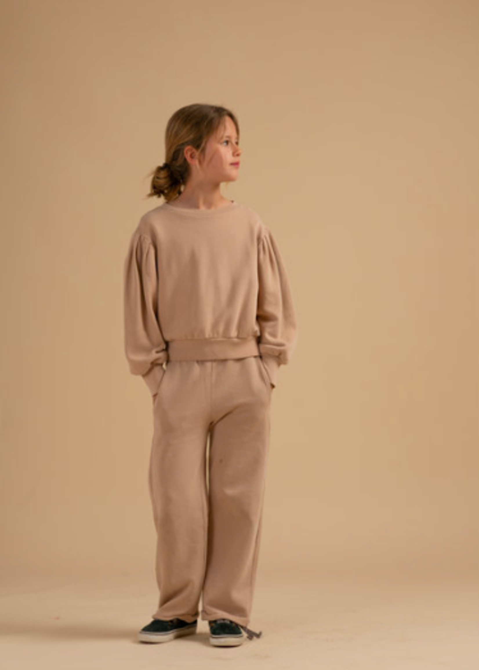 Long Live The Queen Sand puffy sleeve sweater 4-6y