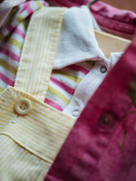 Vintage Soft yellow striped summer dungarees 3-4y