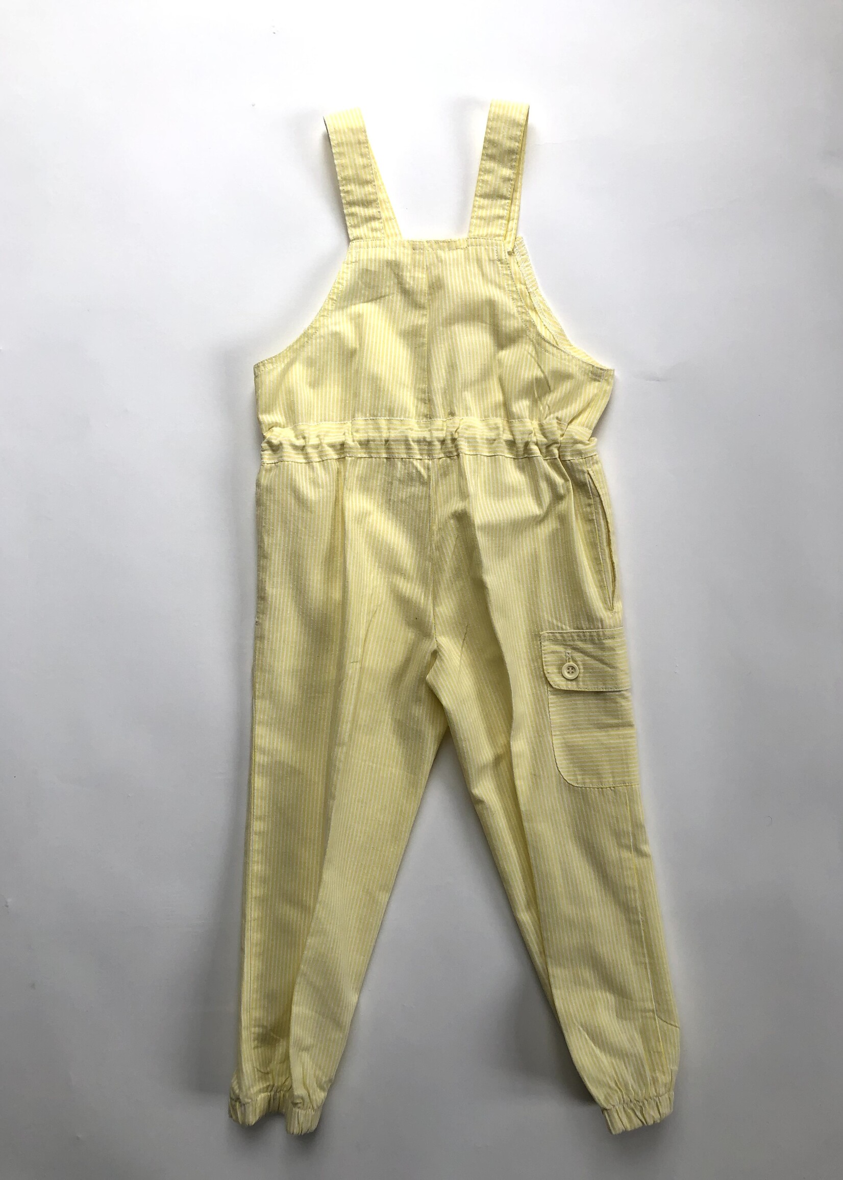 Vintage Soft yellow striped summer dungarees 3-4y