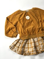 Vintage Ocher check frilly skirt 4-6y