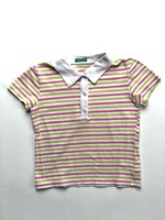 United Colors of Benetton Pink & apple green striped polo shirt 4-6y