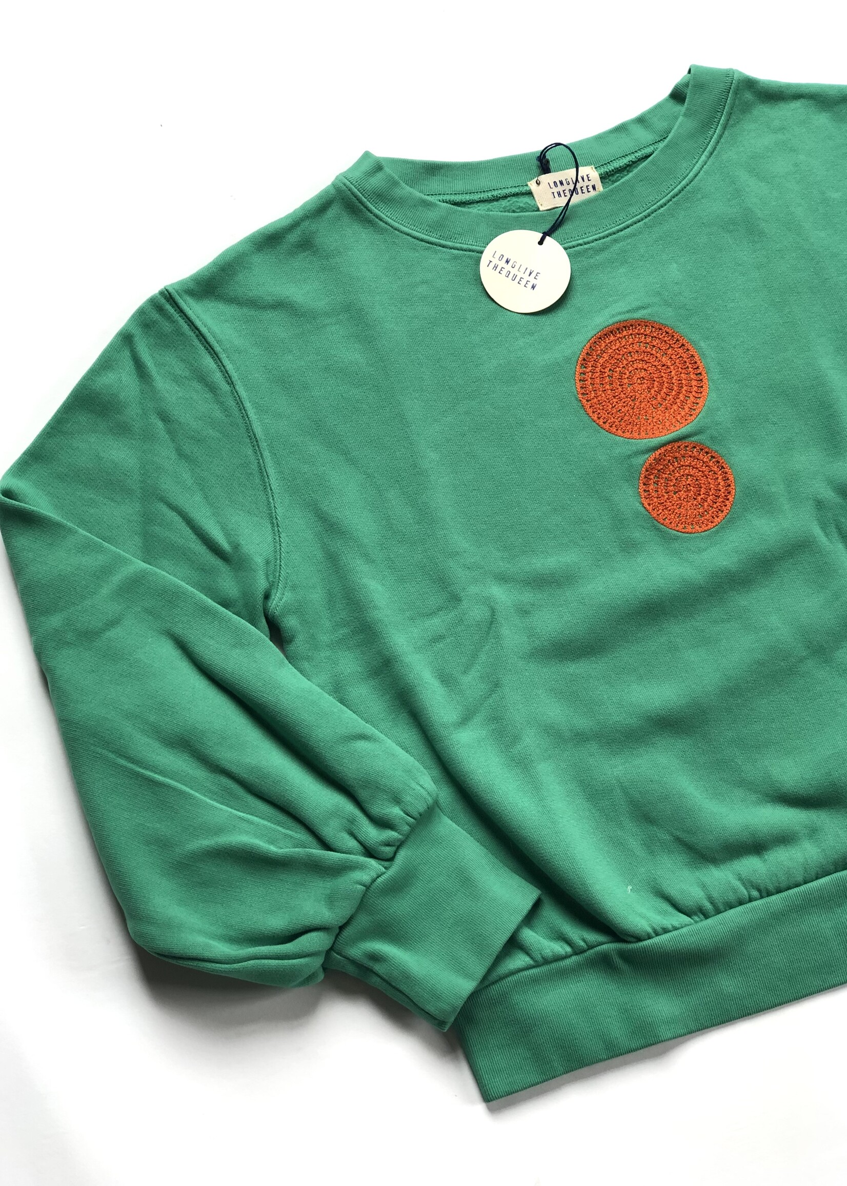 Long Live The Queen Green embroidered sweater 10y