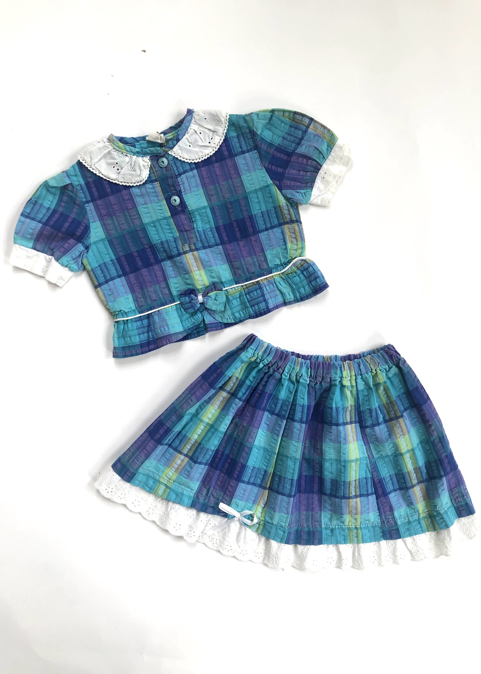 Vintage Check Broderie two piece 3-7y