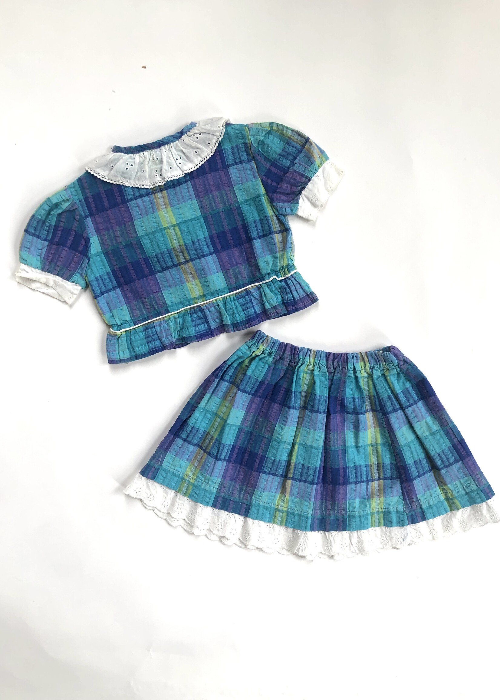 Vintage Check Broderie two piece 3-7y