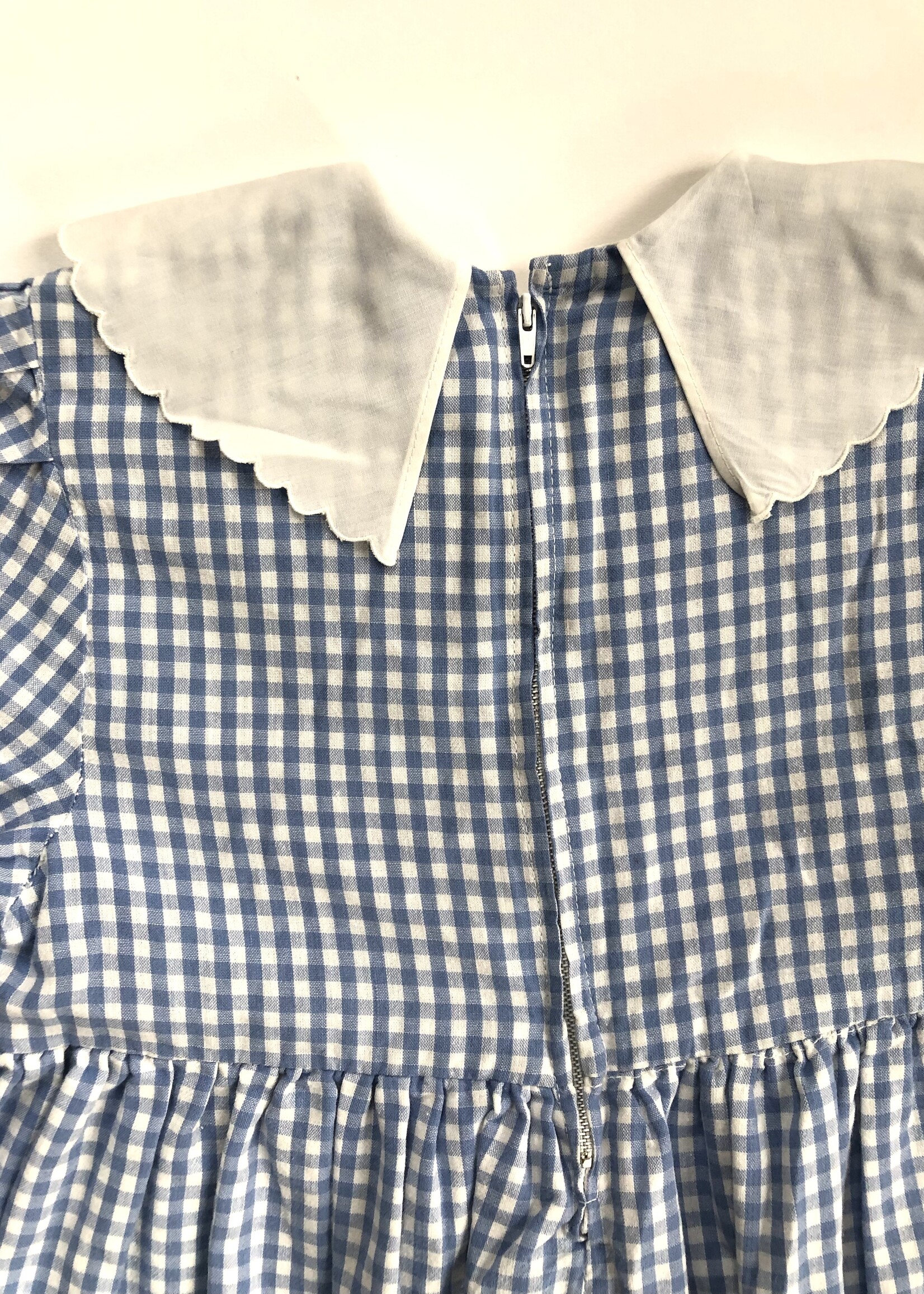 Handmade Vichy broderie dress 6-7y
