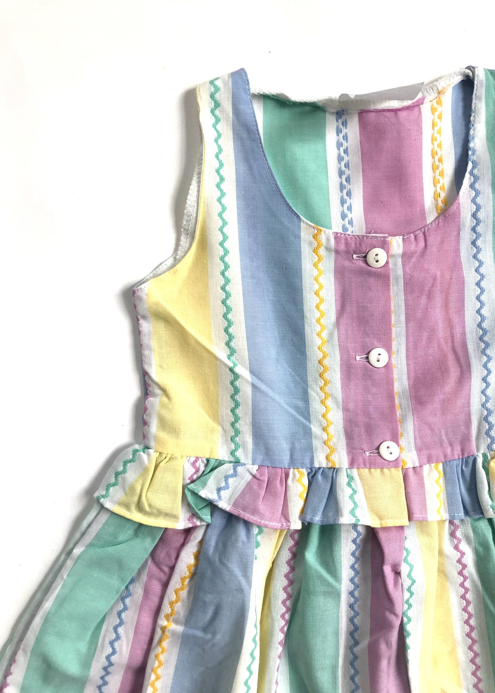 Vintage Pastel striped dress with ruffles 2-3y