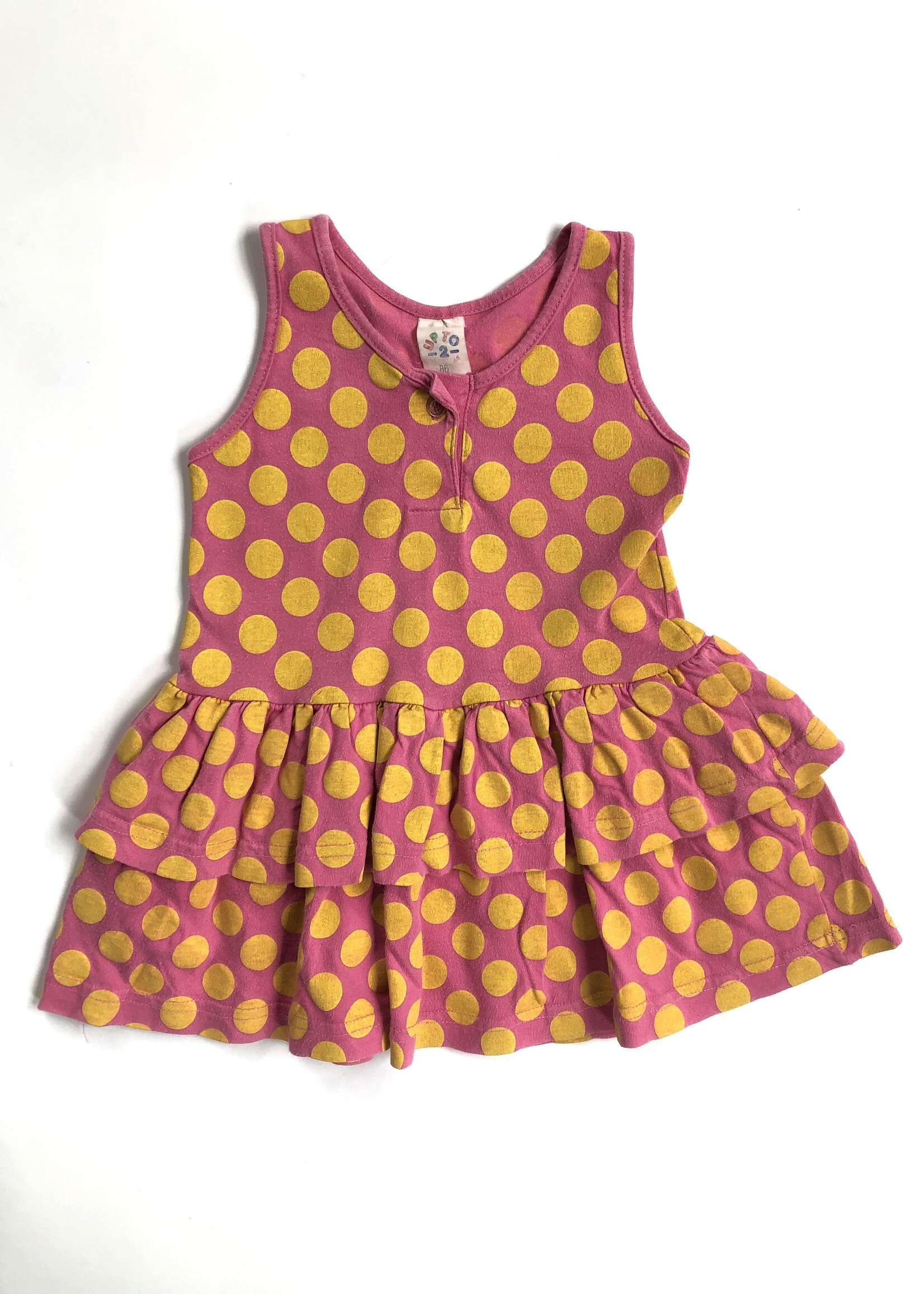 Vintage Pink yellow dotted dress 18m