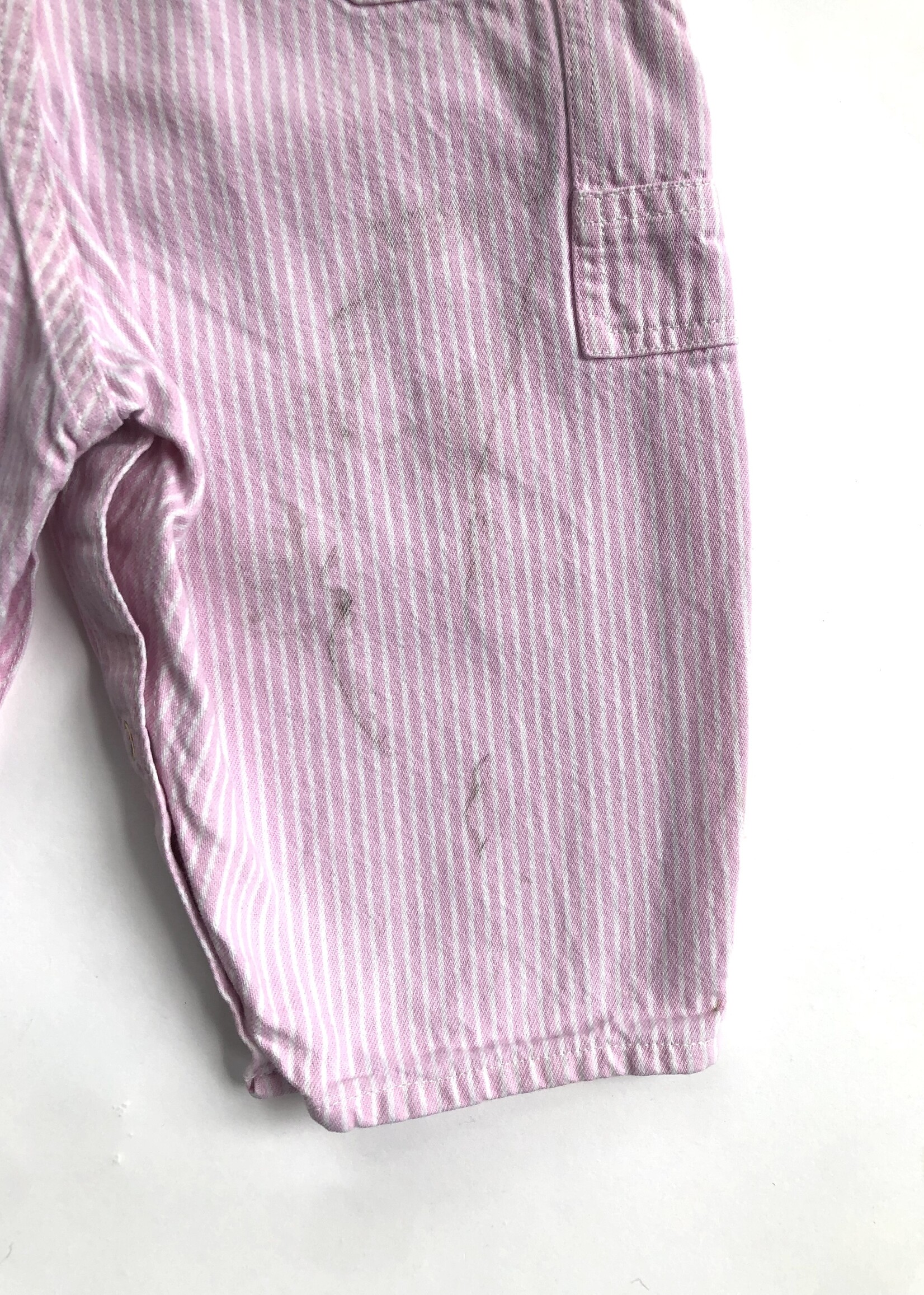 OshKosh Pink striped denim dunagrees 12-18m