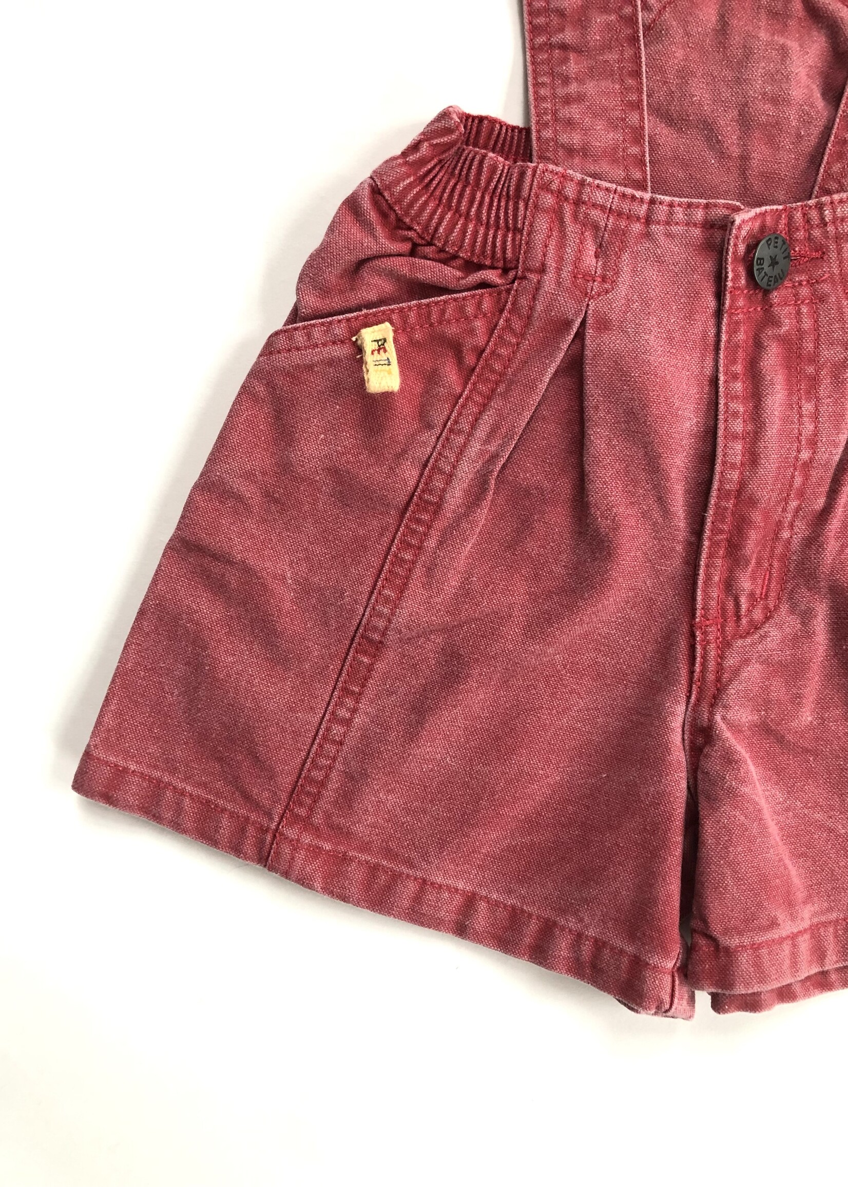 Petit Bateau Red denim shortall 6-12m