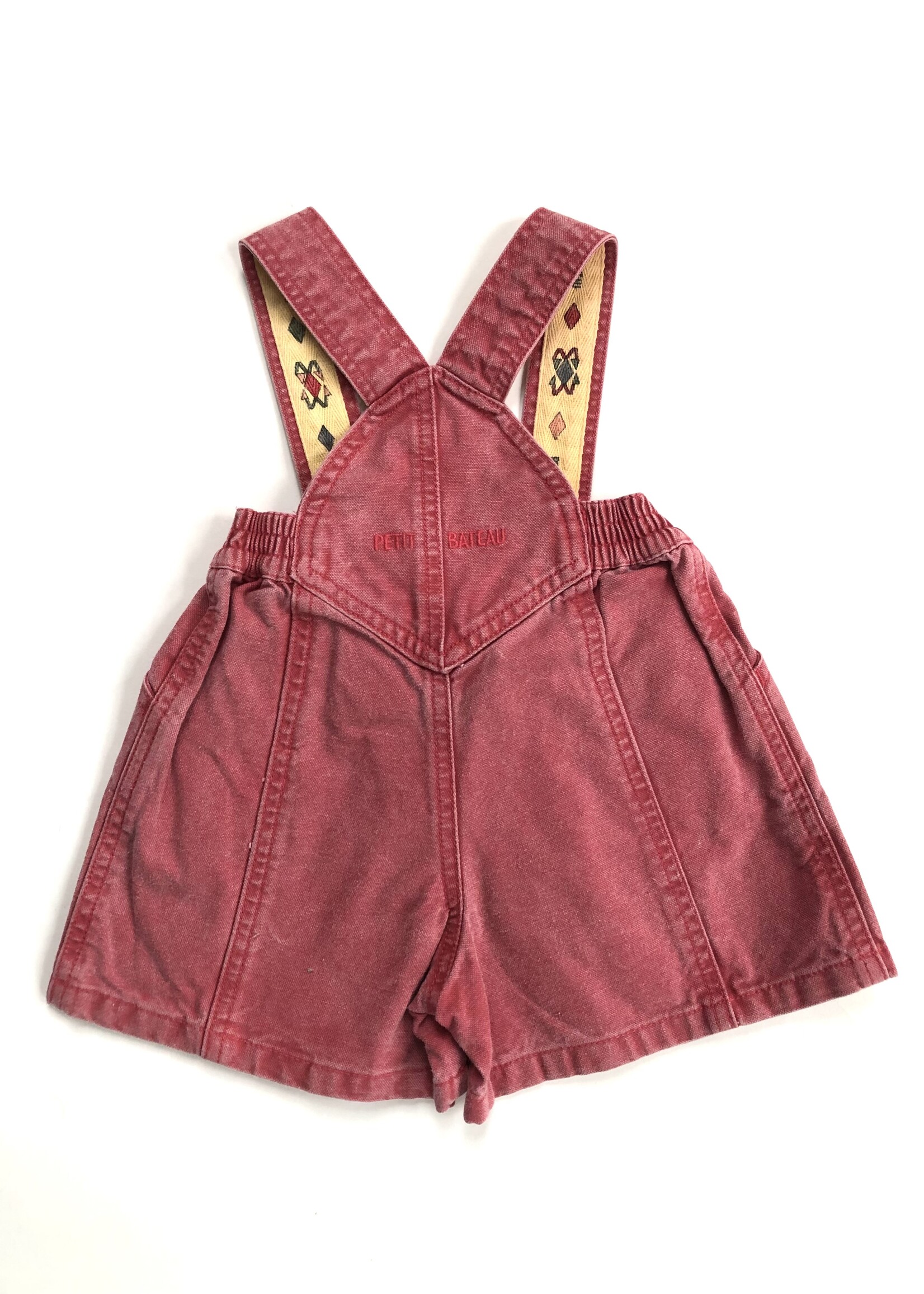 Petit Bateau Red denim shortall 6-12m