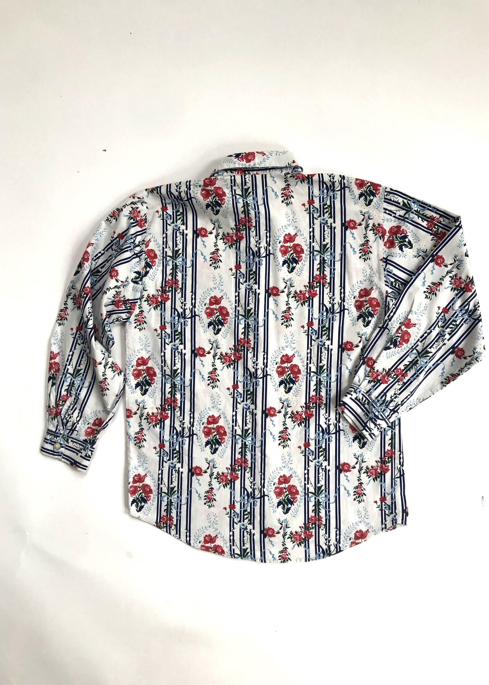 Vintage Blue striped and  floral blouse 12y