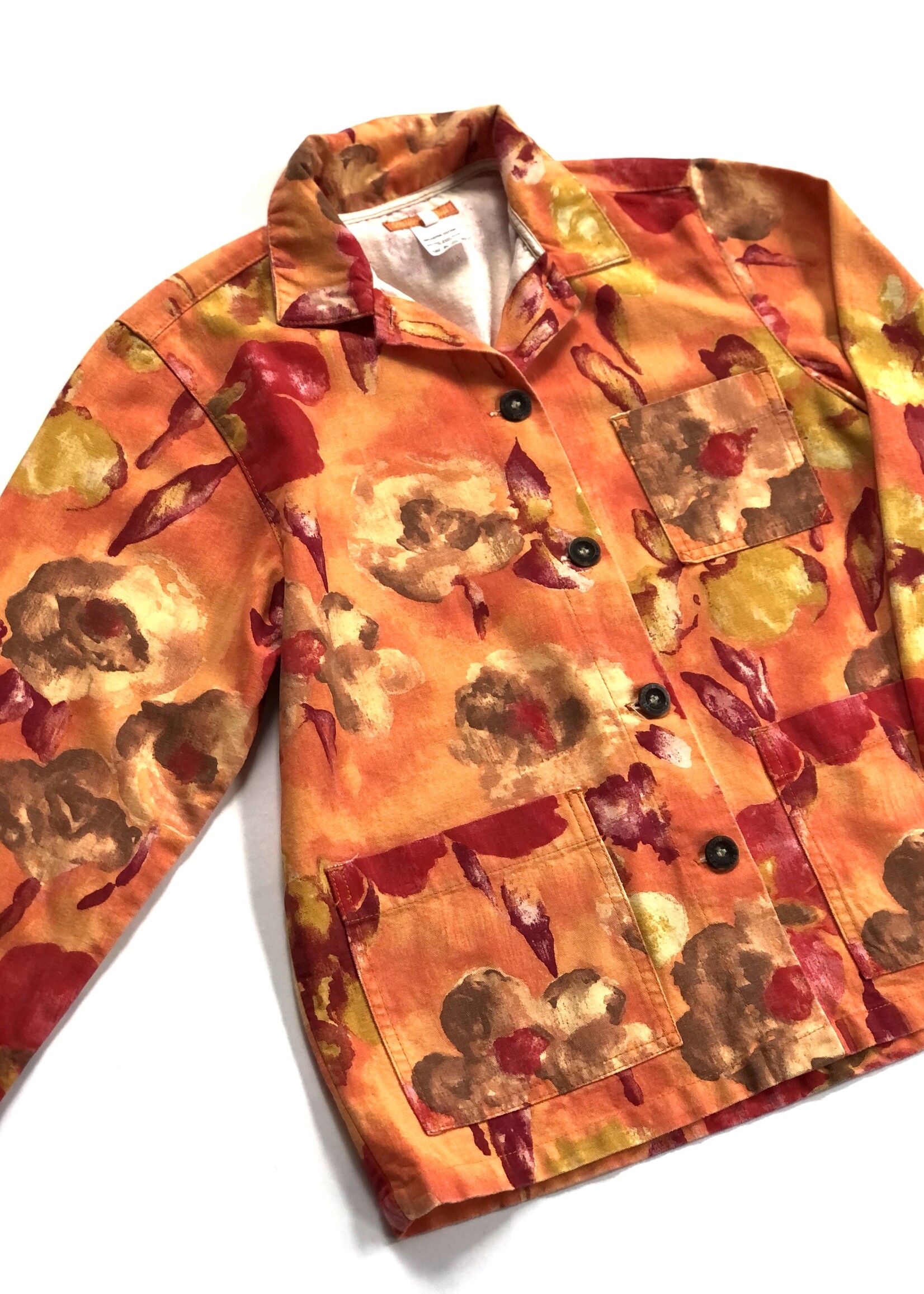 Vintage Orange denim floral jacket 8y