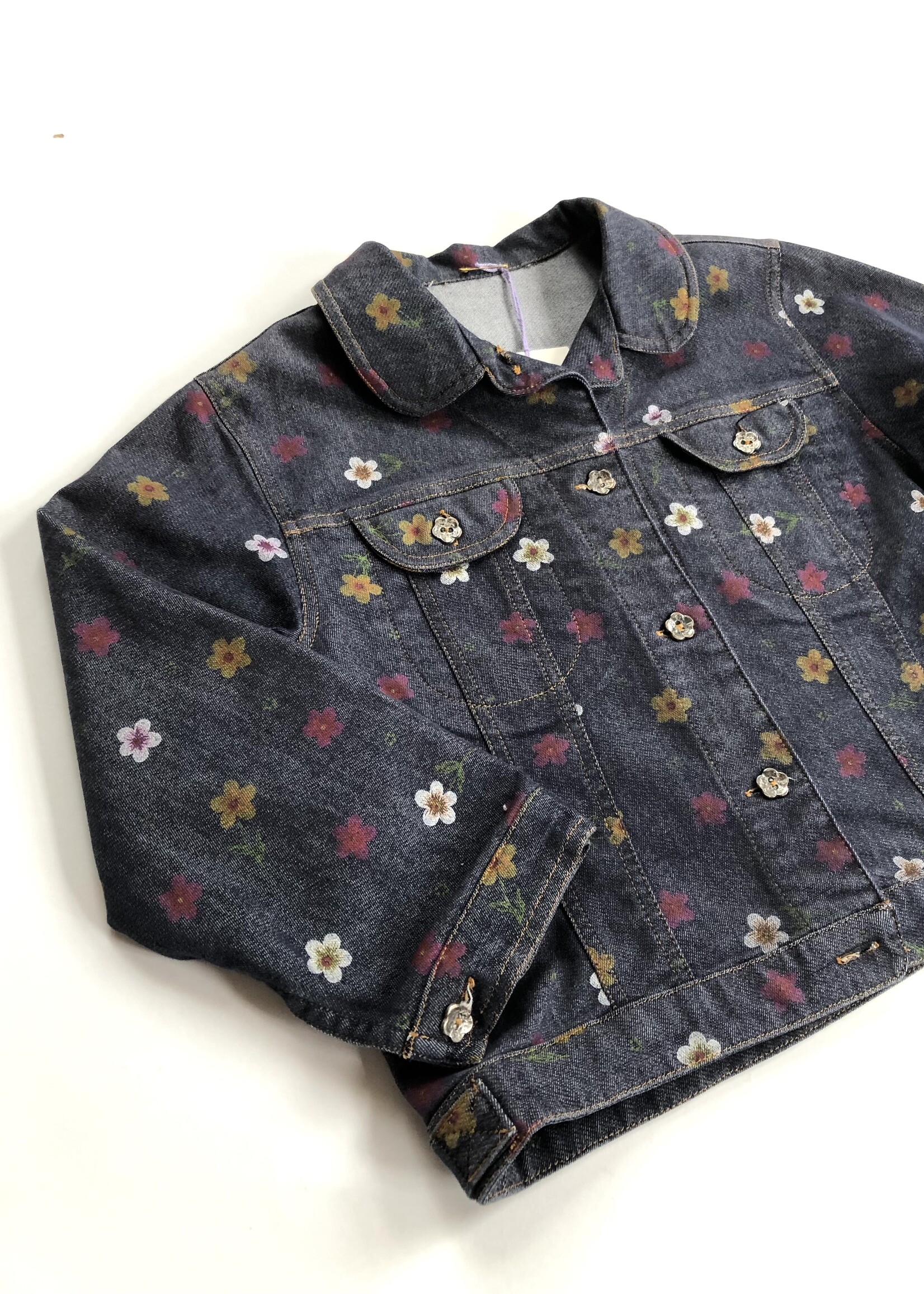 Vintage Dark denim floral jacket 6-7y