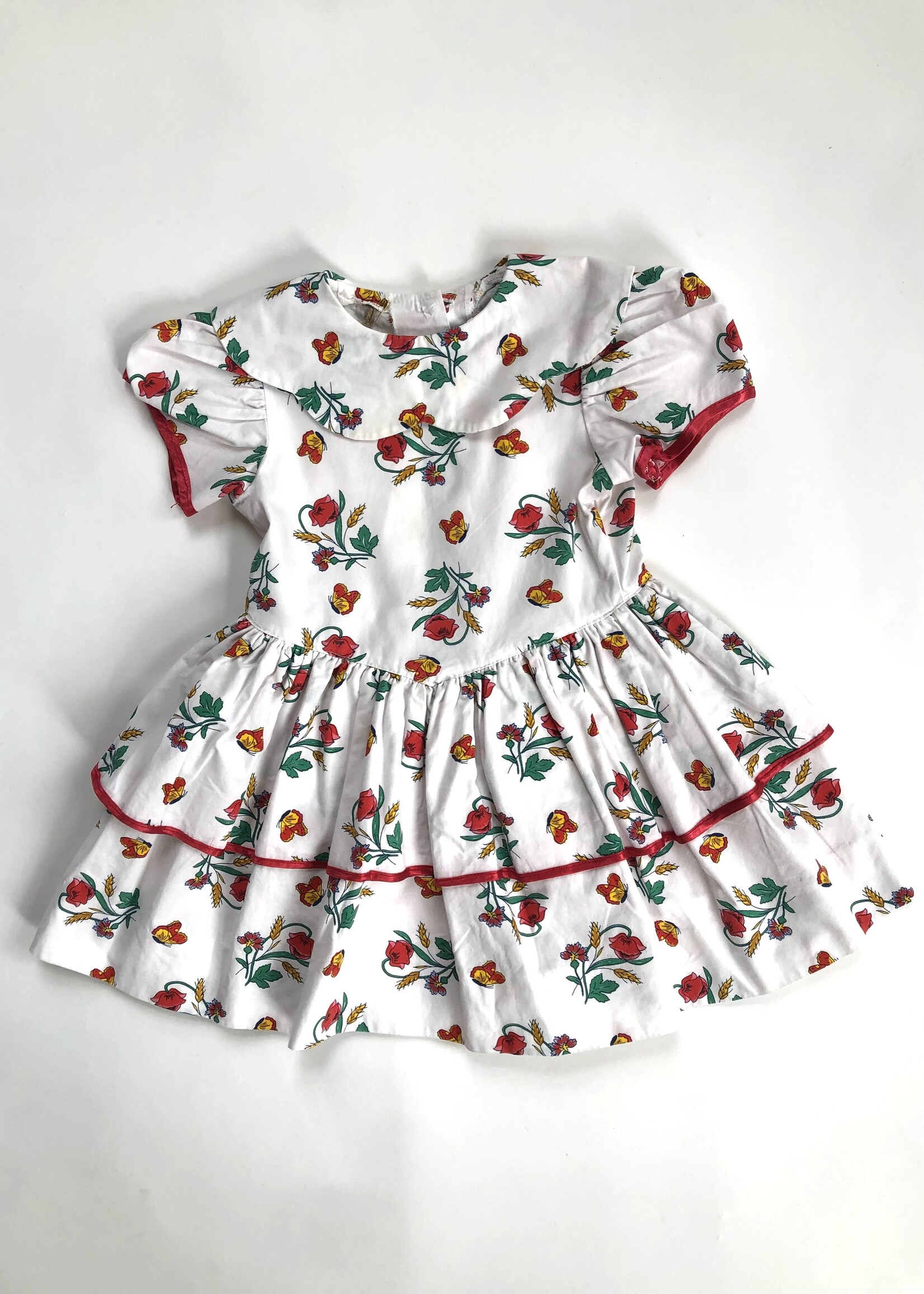 Handmade Poppy & Butterfly frilly dress 18m