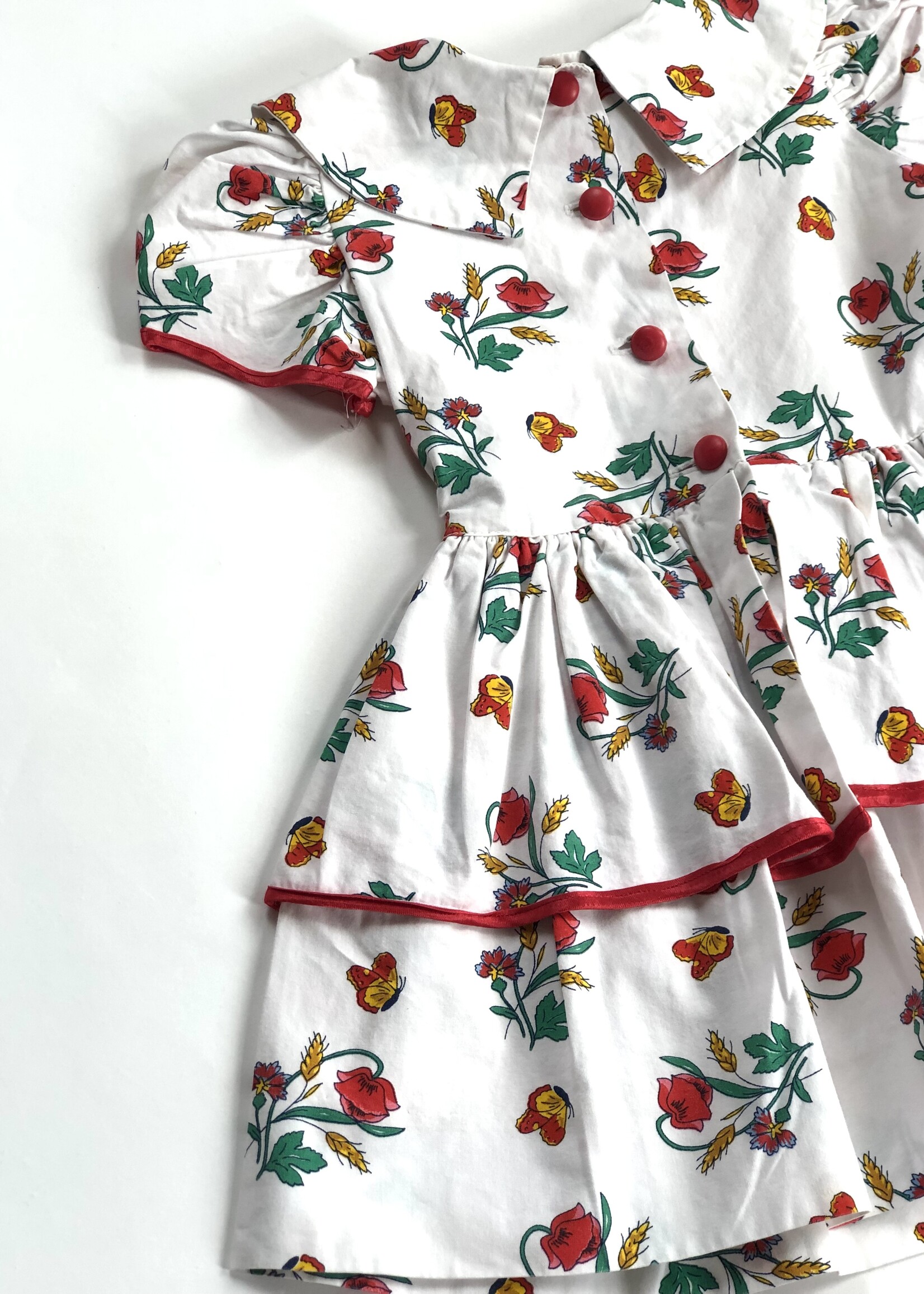 Handmade Poppy & Butterfly frilly dress 18m