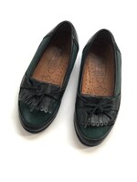 Vintage Green and black loafers with tassels 28