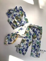 Vintage Blue and yellow floral three piece 3-4y