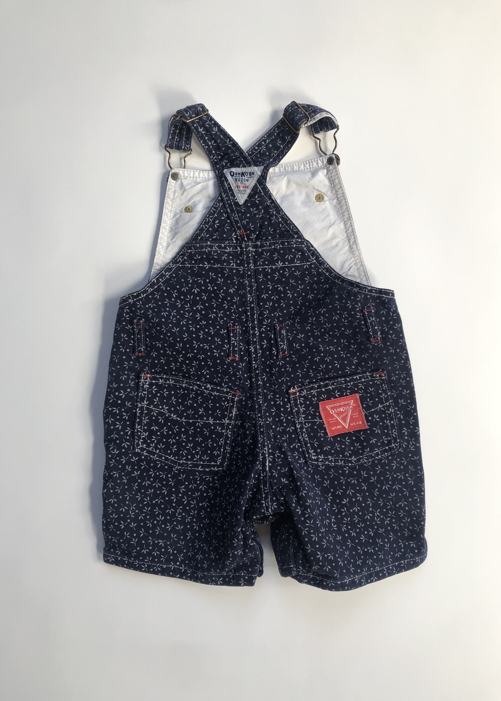 OshKosh Floral denim shortall 18-24m