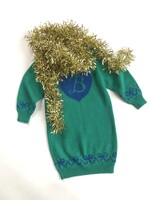 Handmade Green hearted Barbie sweater-dress 6y