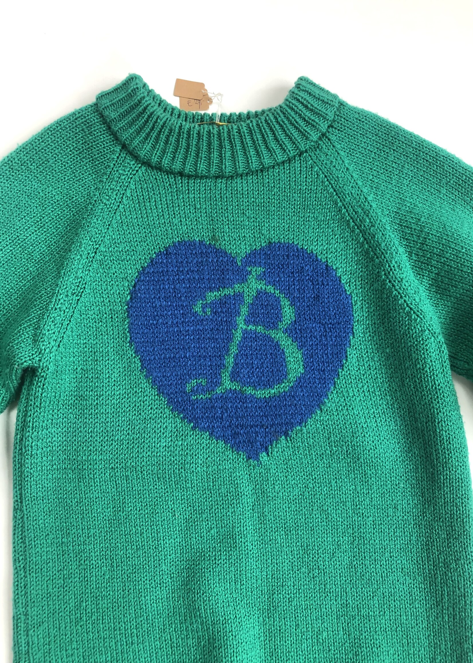 Handmade Green hearted Barbie sweater-dress 6y