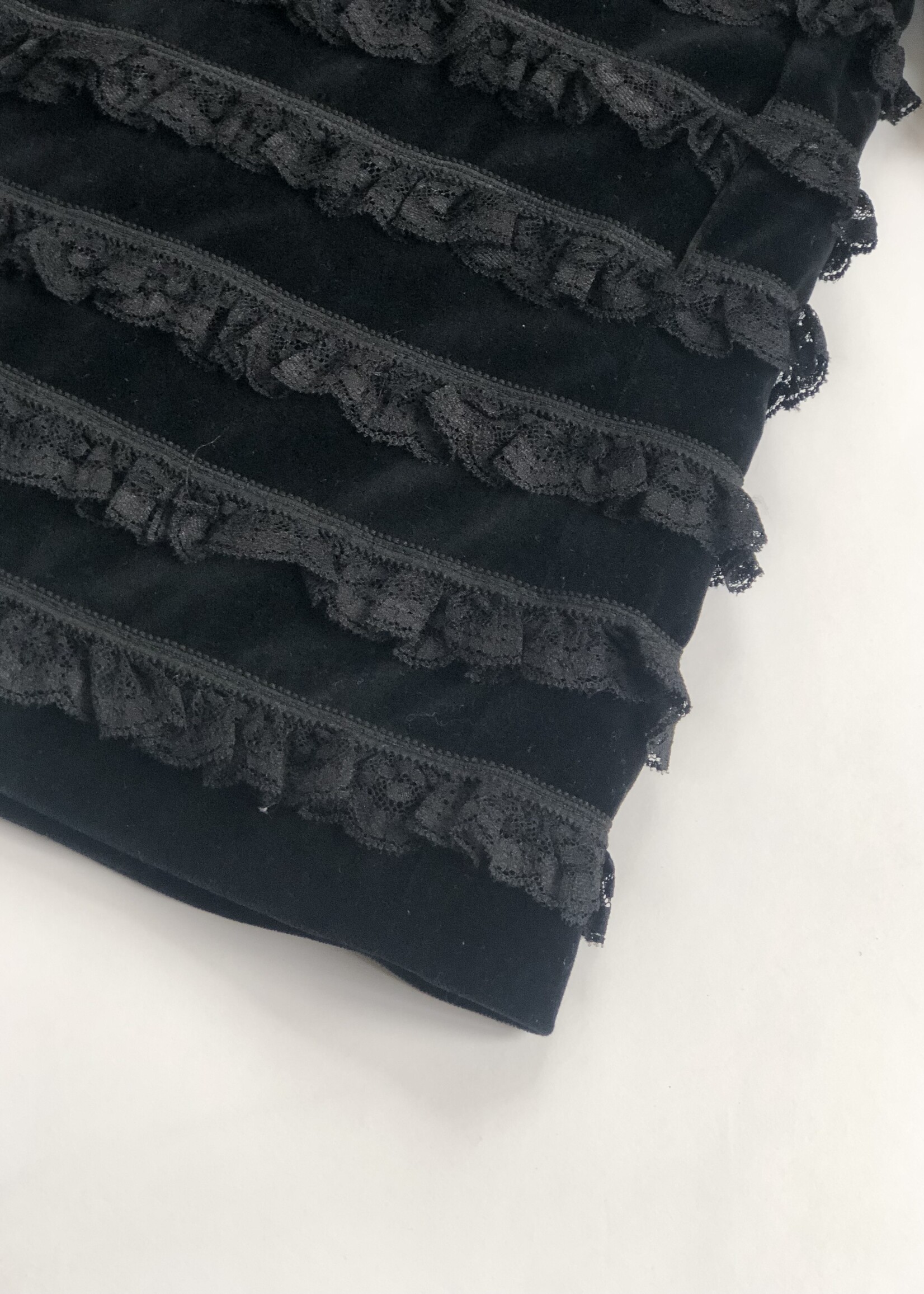 Cacharel Black velvet lace ruffled coat 2-3y
