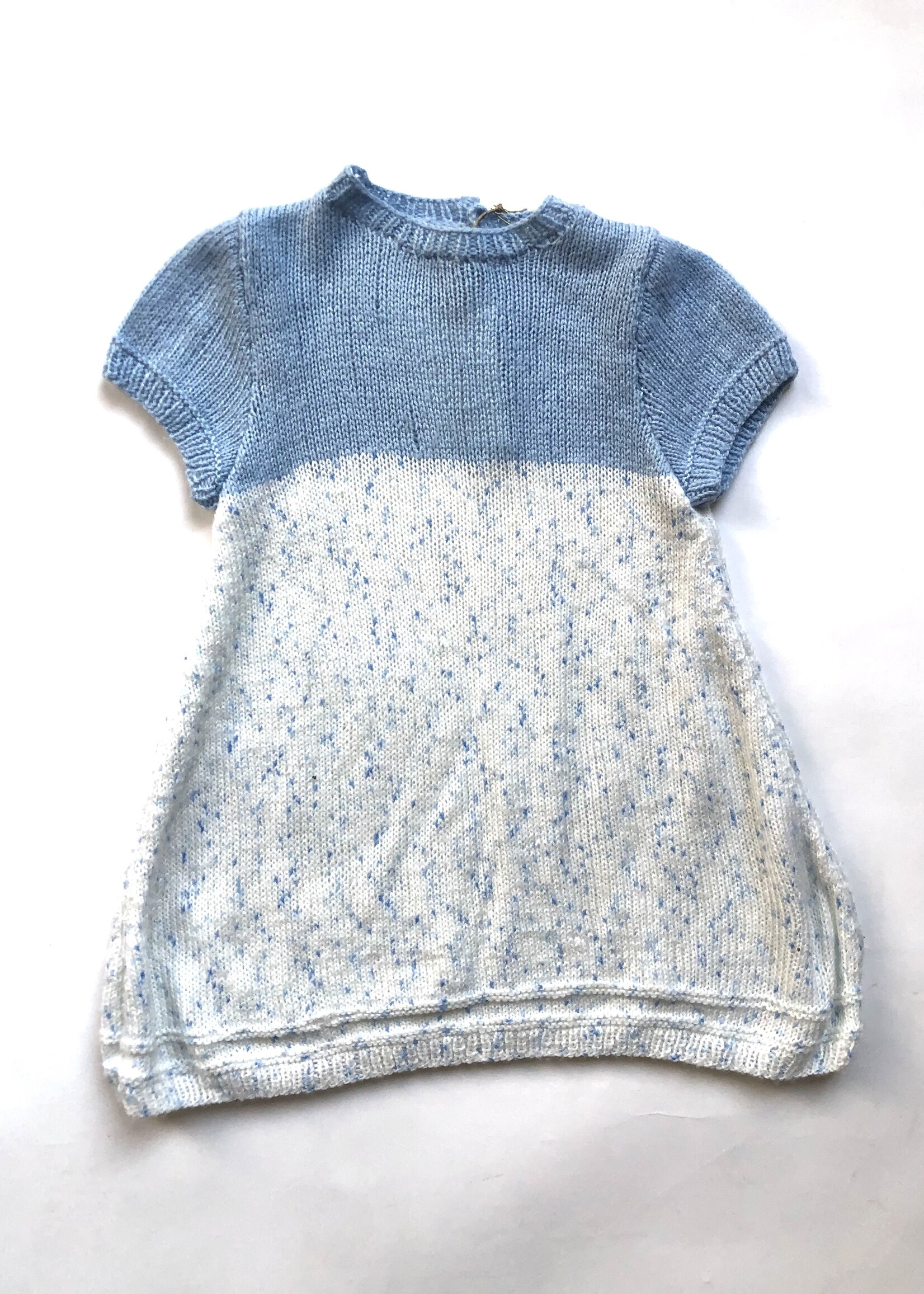 Handmade Lightblue dotted wool dress 3y