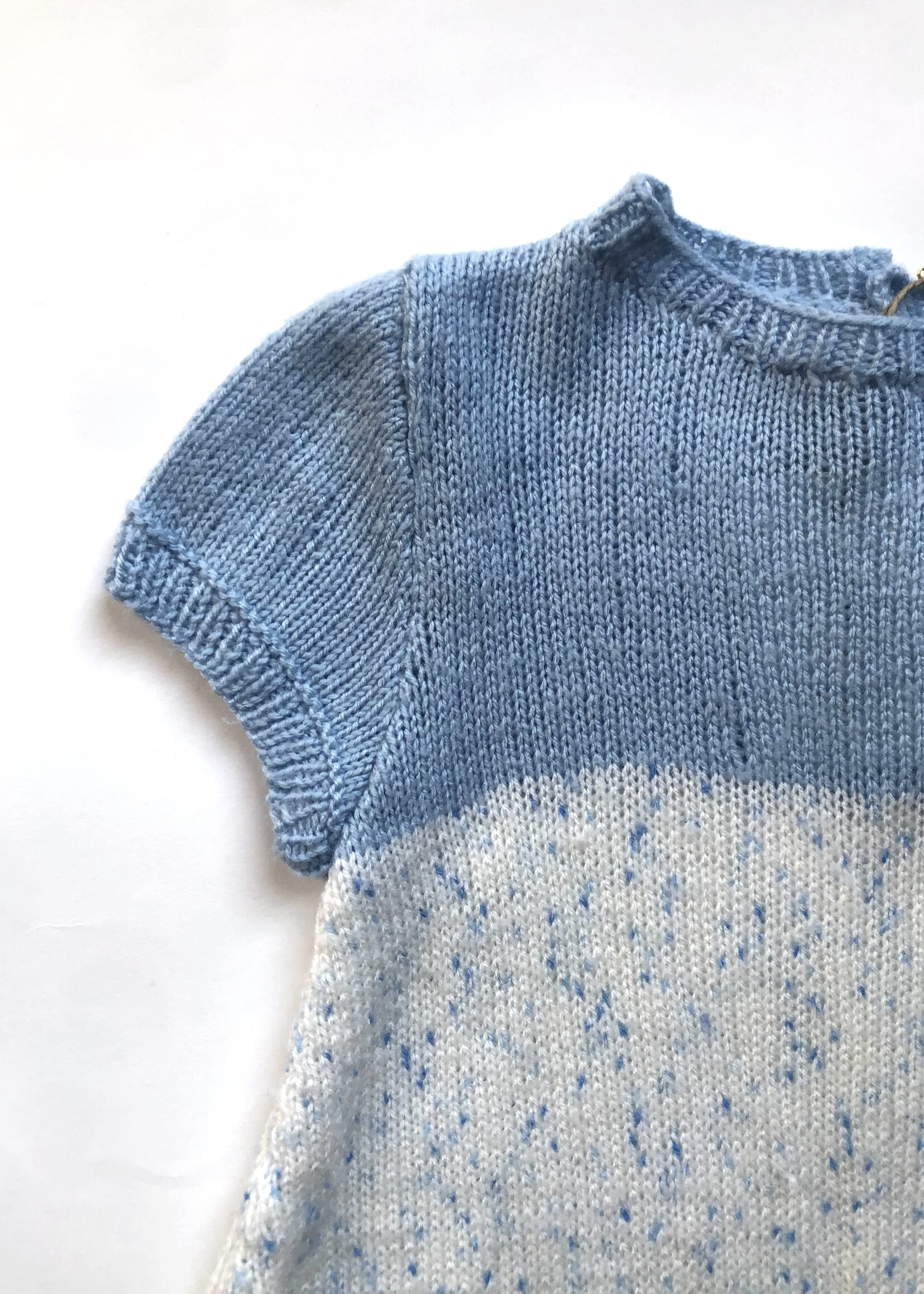 Handmade Lightblue dotted wool dress 3y