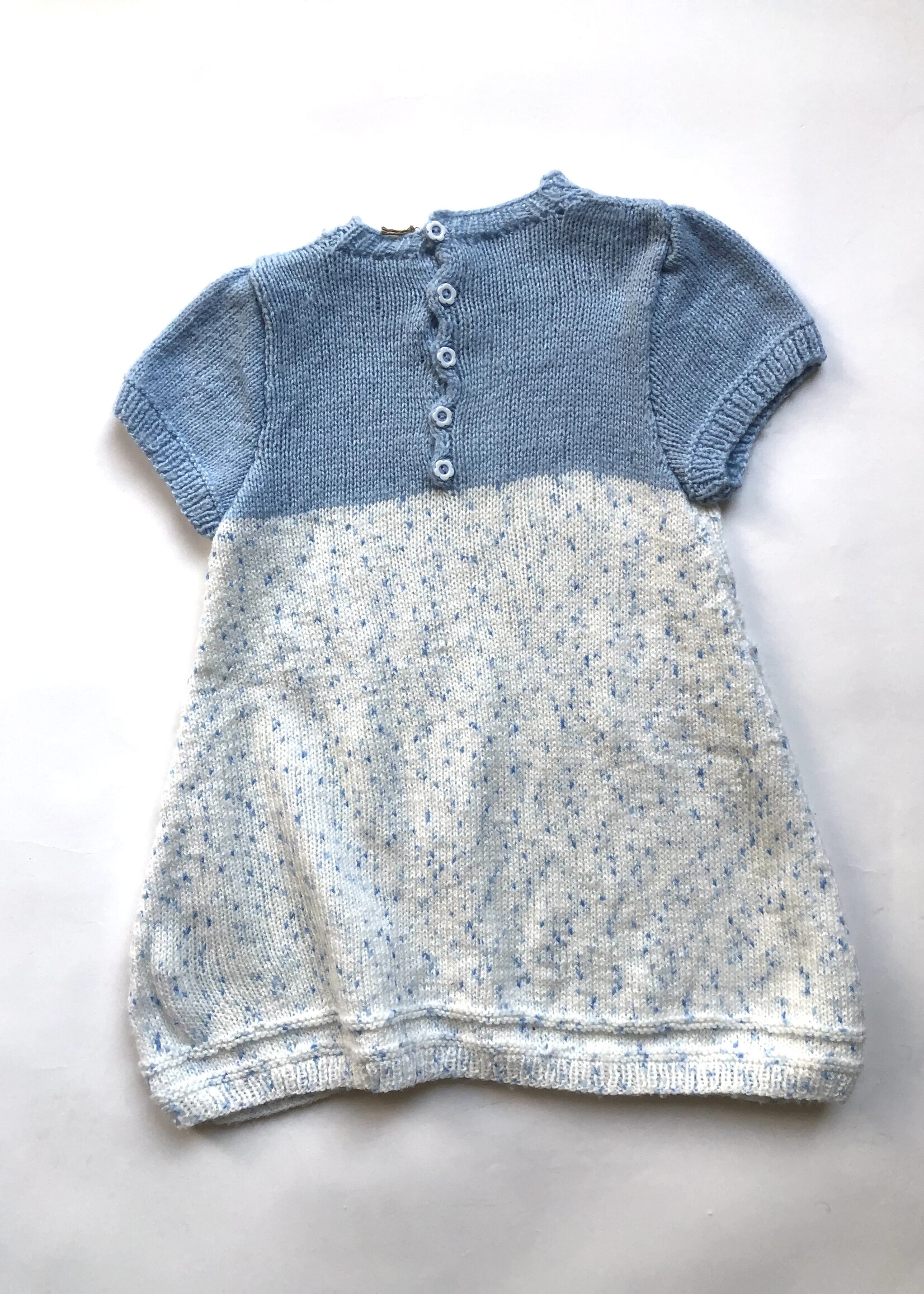 Handmade Lightblue dotted wool dress 3y