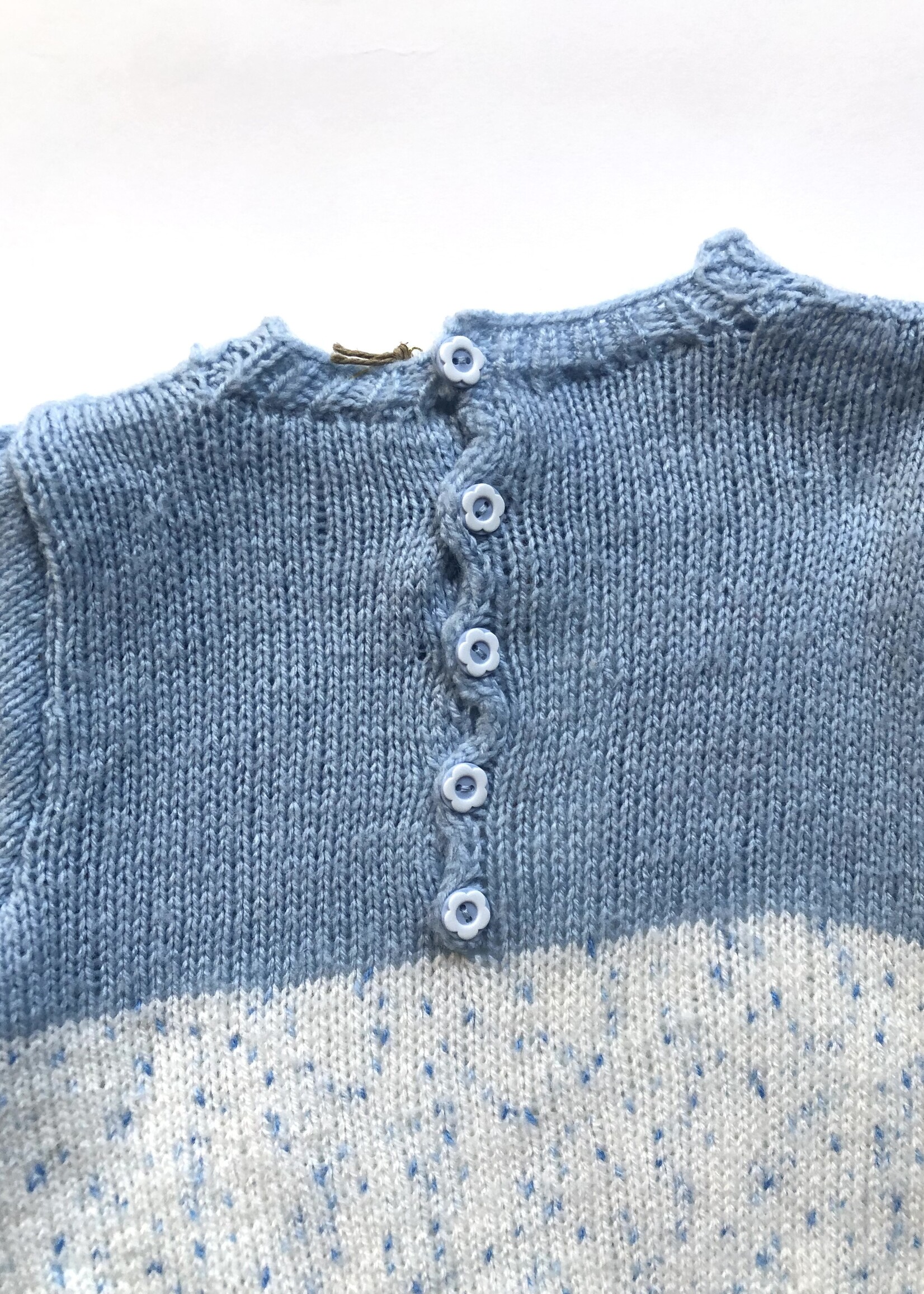 Handmade Lightblue dotted wool dress 3y