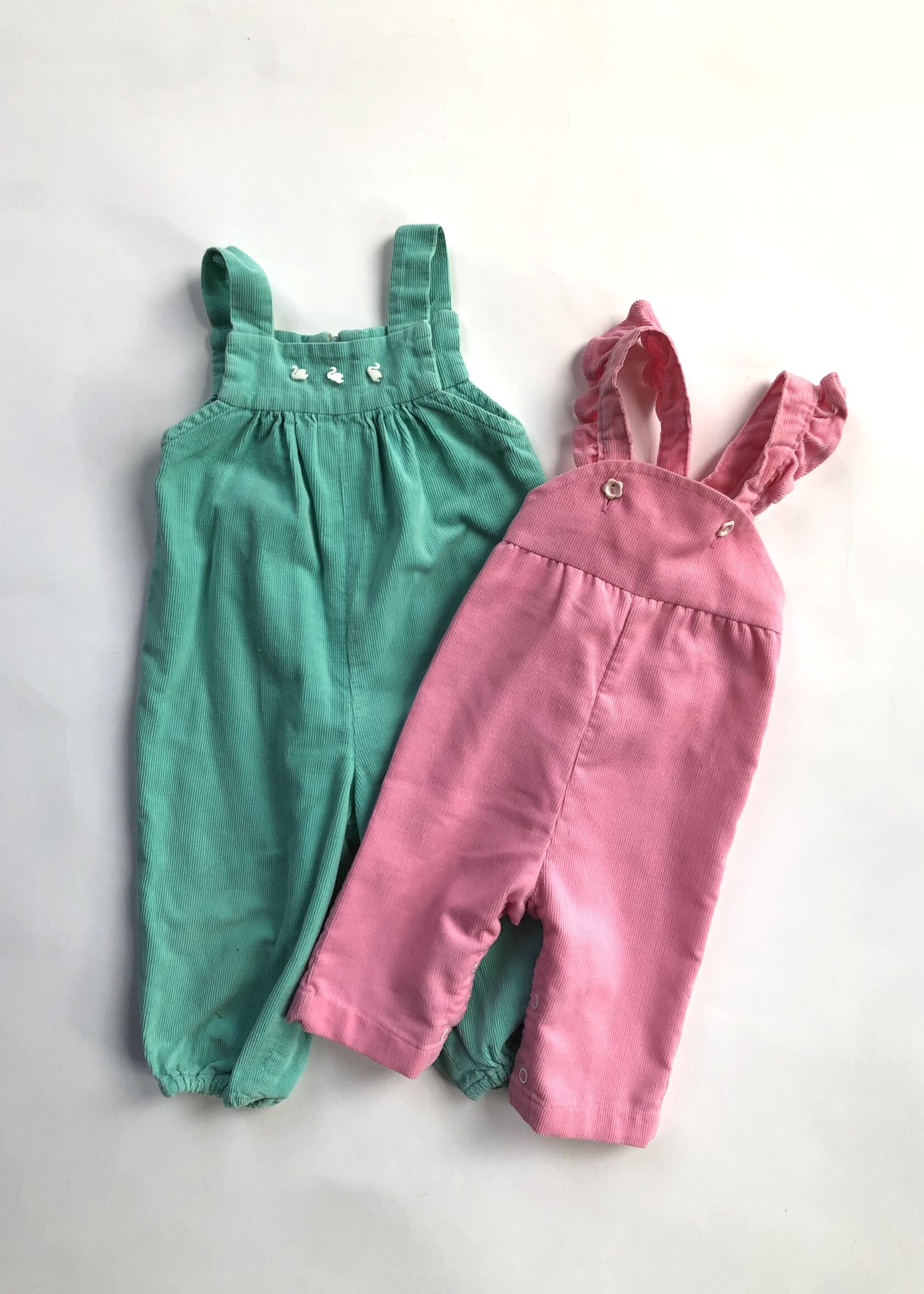 Handmade by Astrid Turquoise Swan dungarees 9-12m