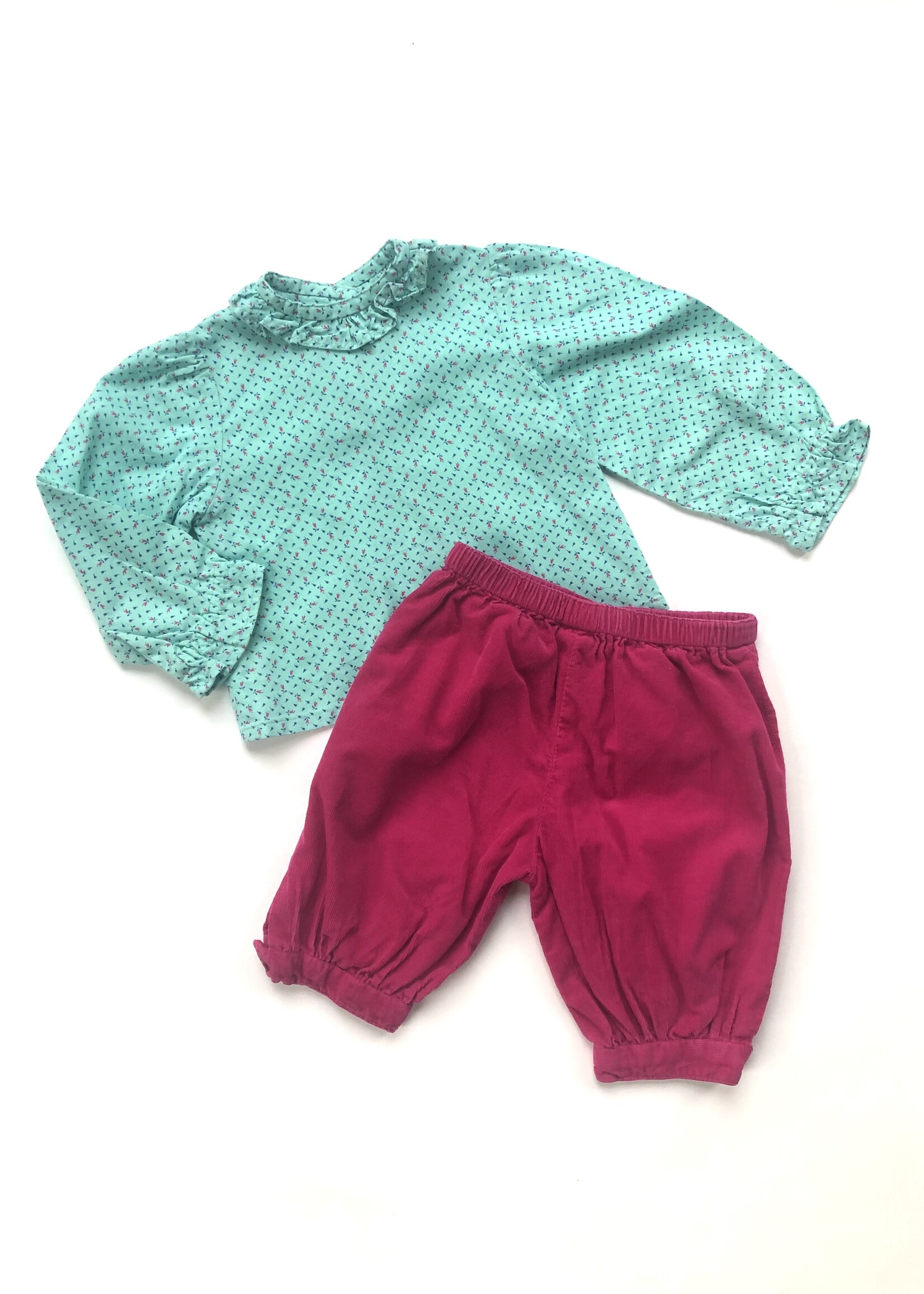 Handmade by Astrid Fuchsia turquoise two piece 12m