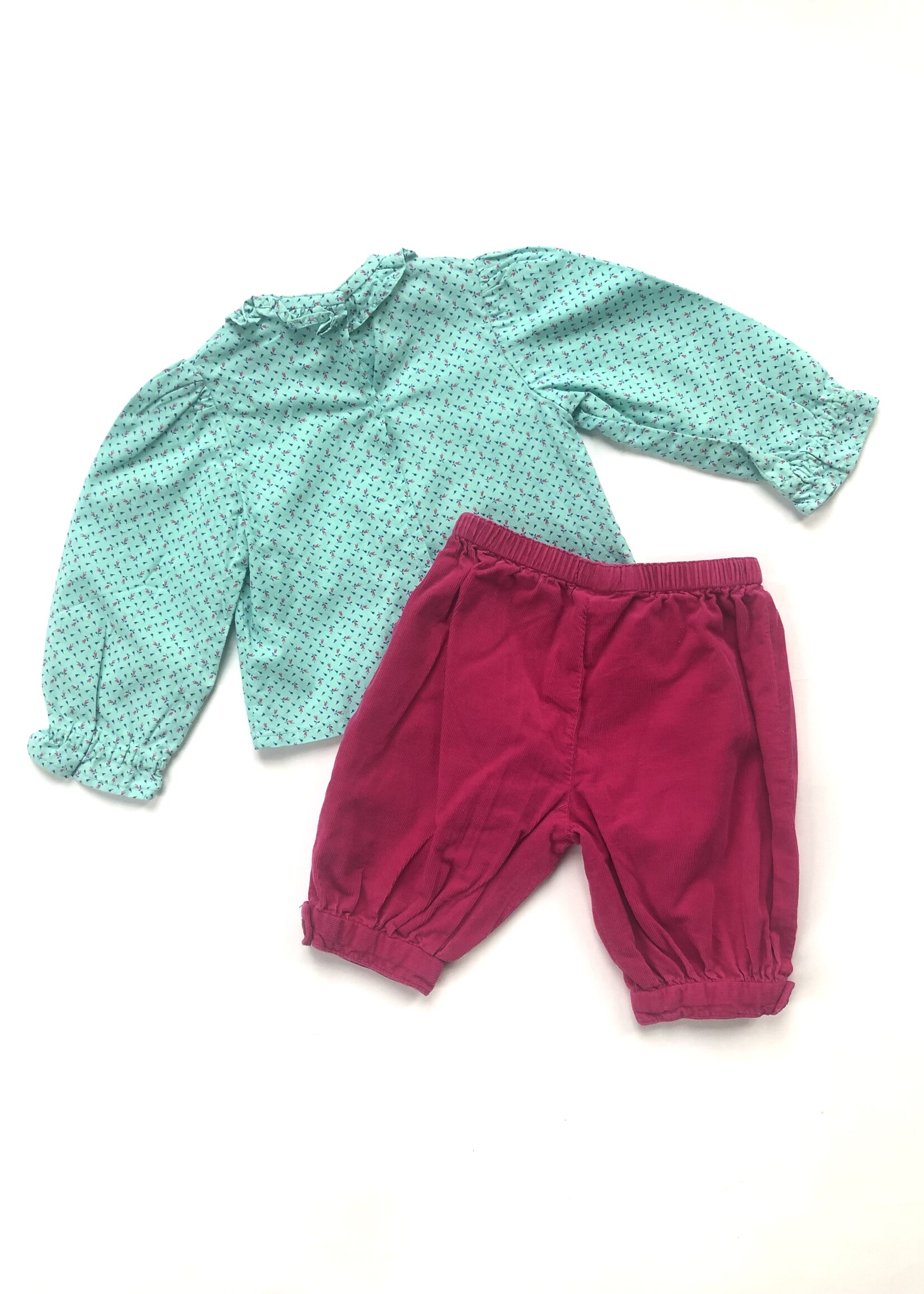 Handmade by Astrid Fuchsia turquoise two piece 12m