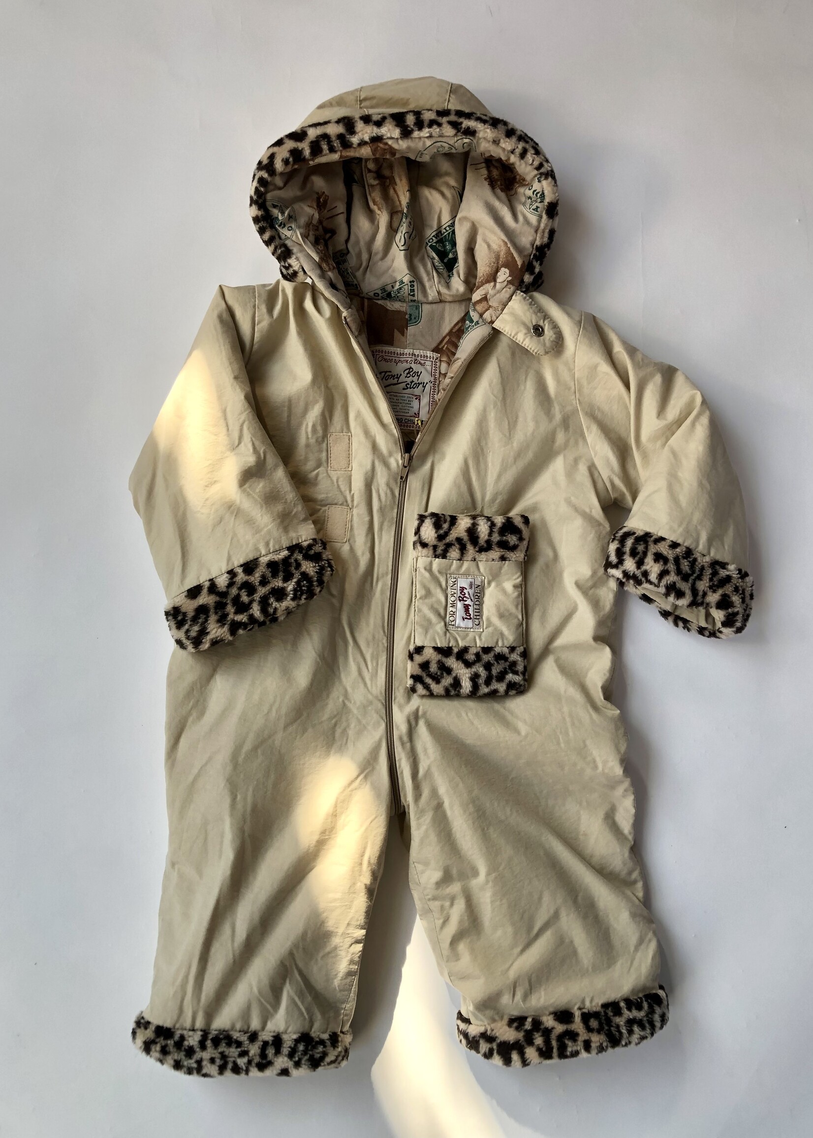 Vintage Sandy leopard wintersuit 18m
