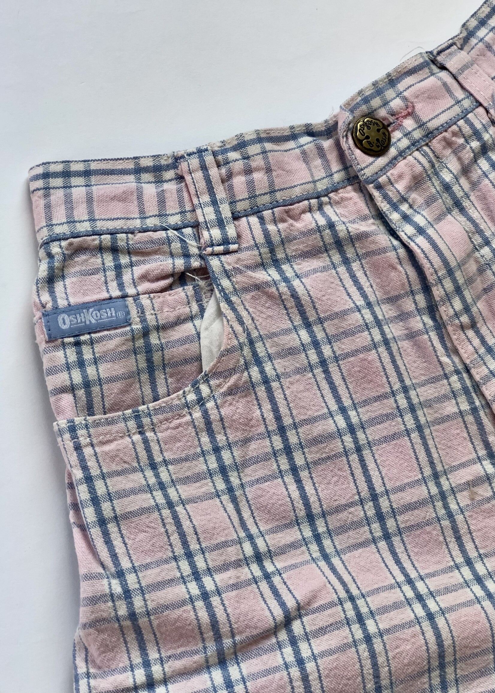 OshKosh Baby blue and pink checked denim short 10y