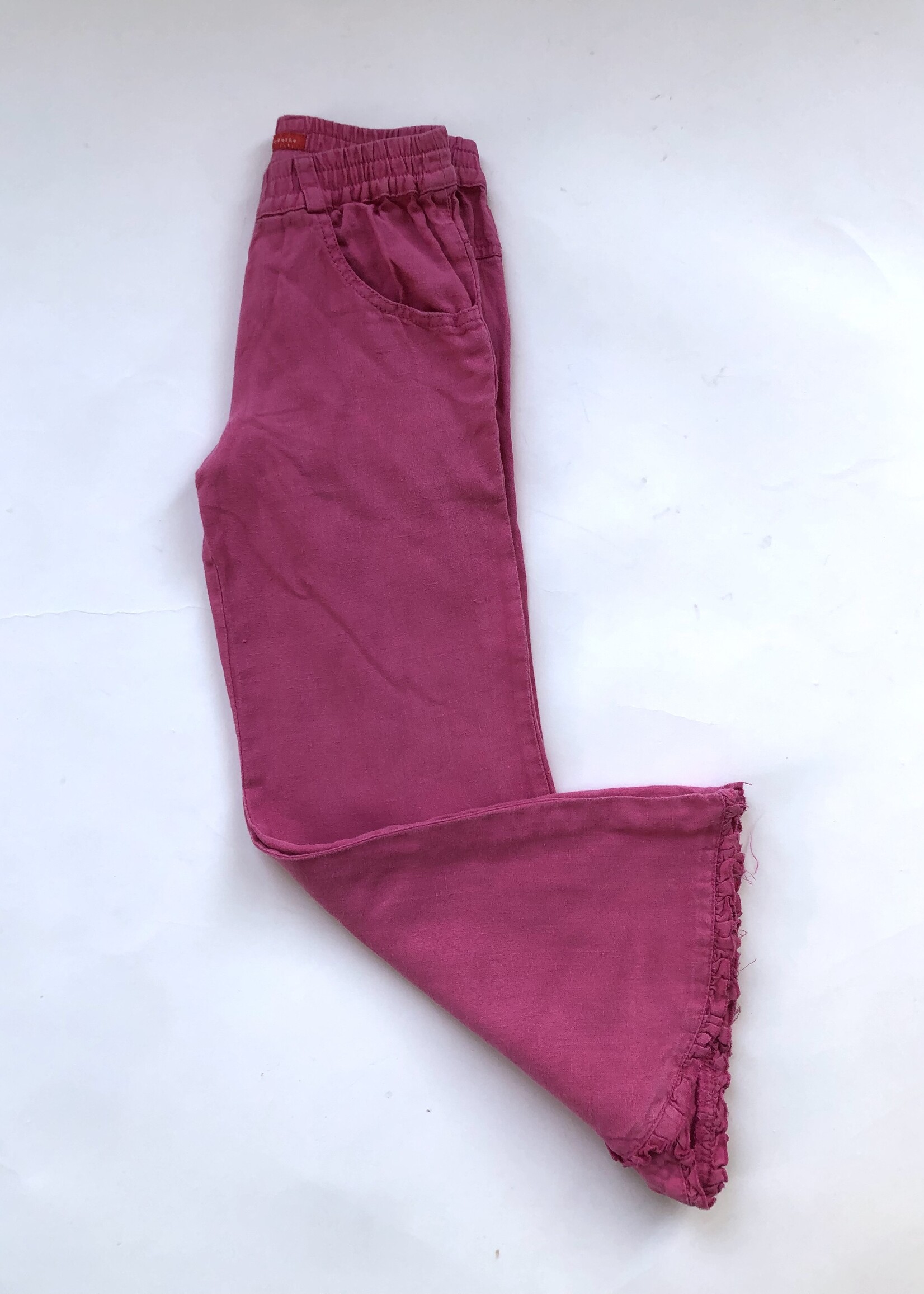 Bengh per Principesse Fuchsia pink linen flared ruffled pants 8-9y