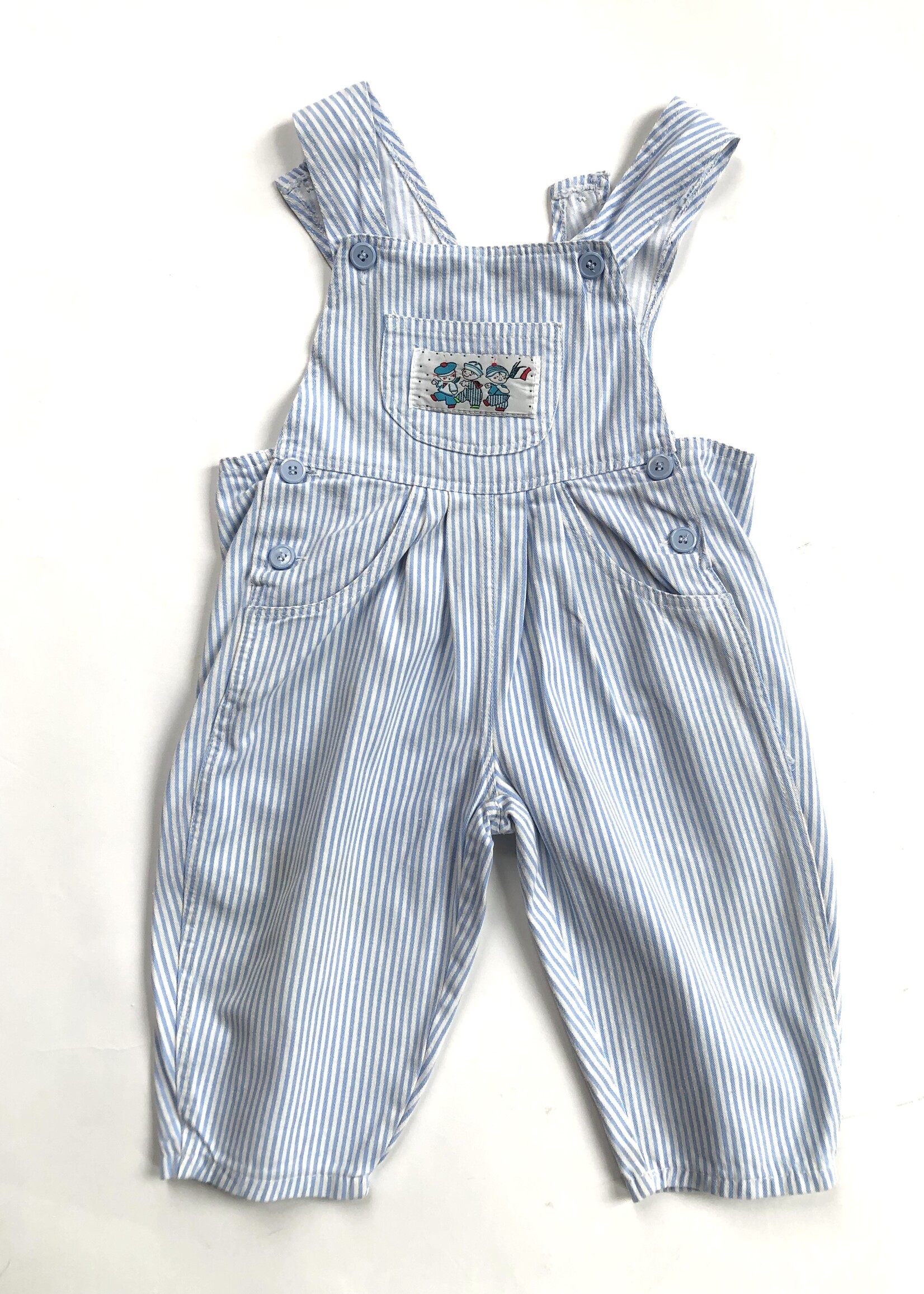 Vintage Light blue striped sailor dungarees 18m