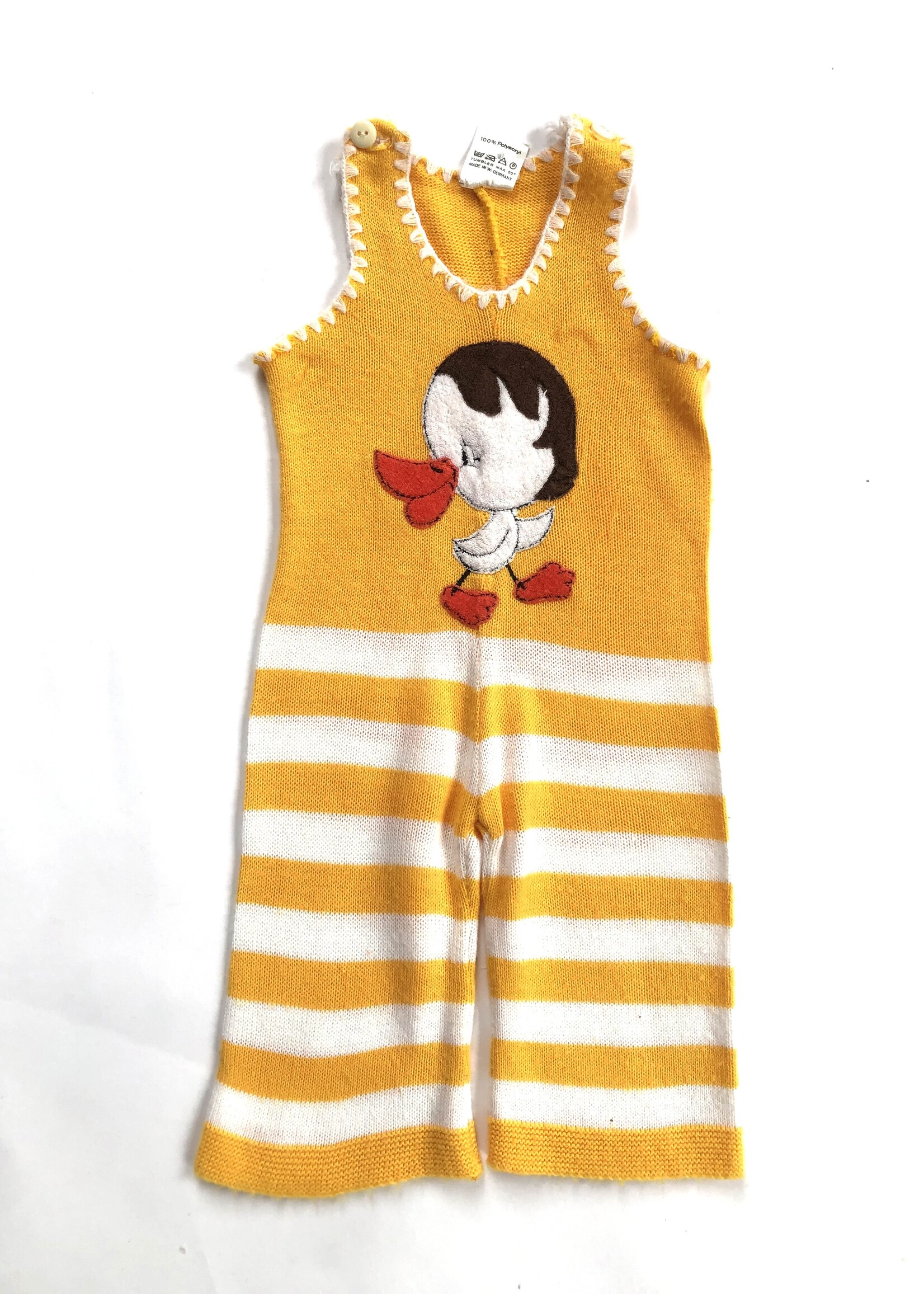 Vintage Yellow Striped Duck playsuit 6m