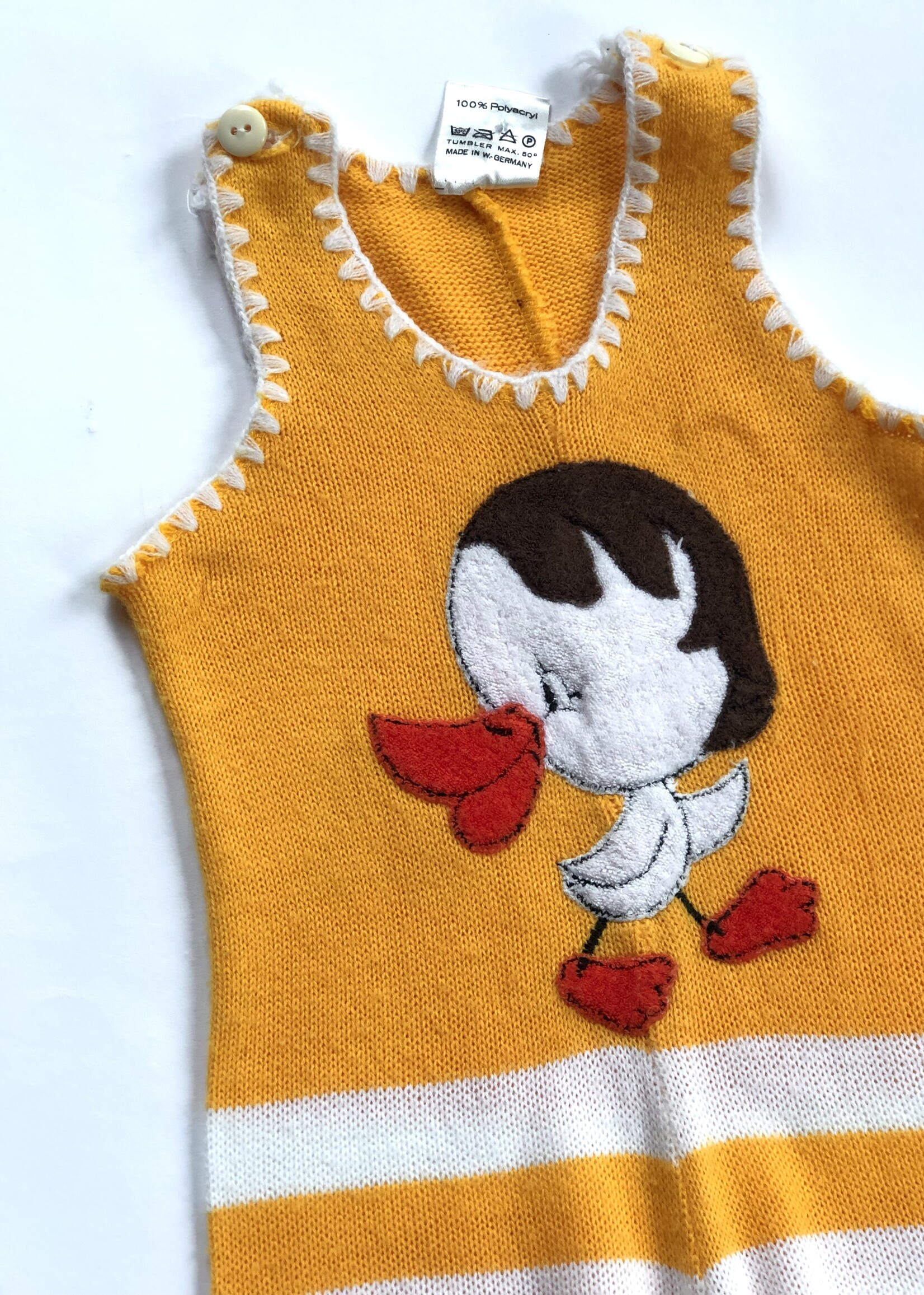 Vintage Yellow Striped Duck playsuit 6m