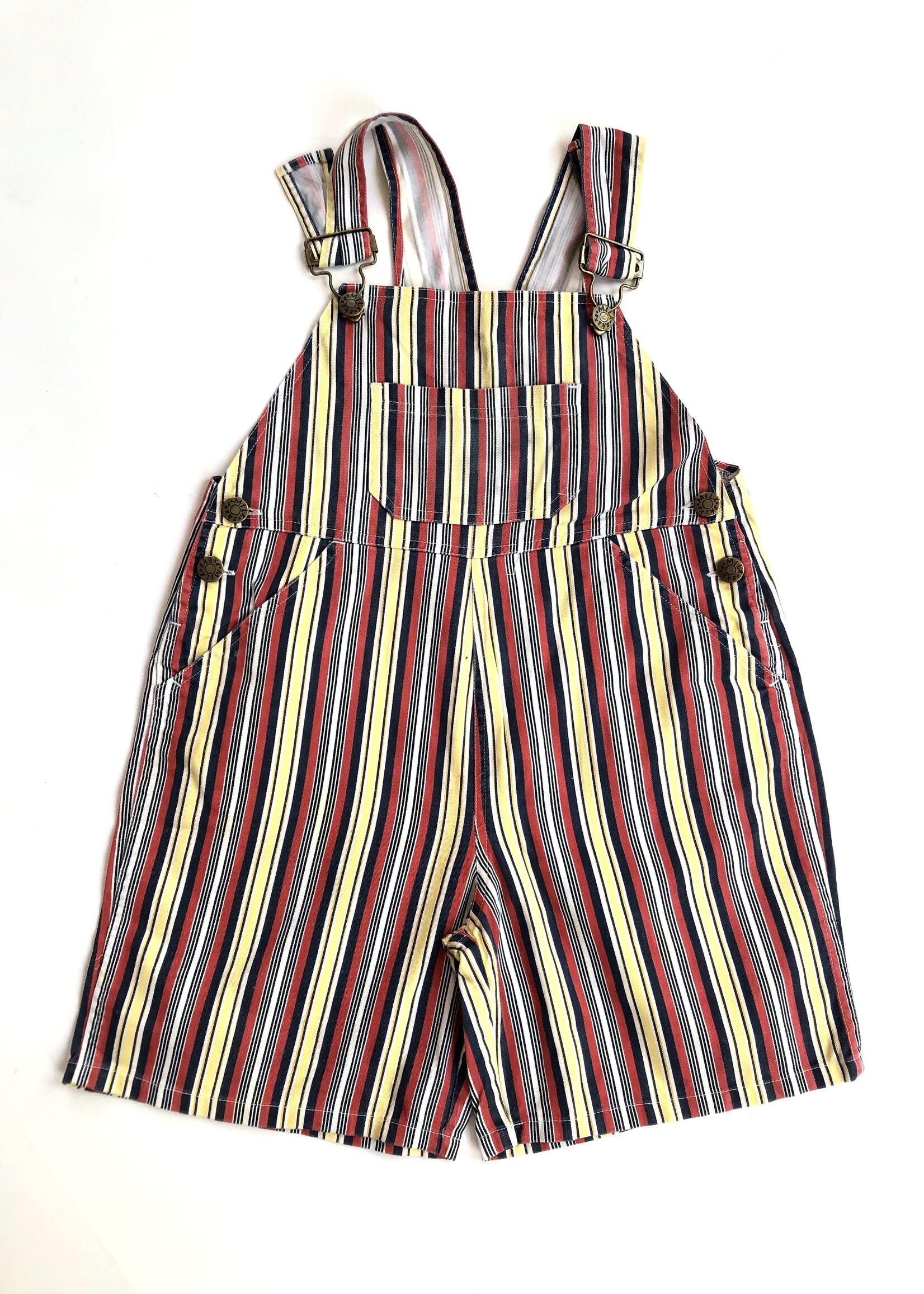 Vintage Primary coloured striped denim shortall 8y