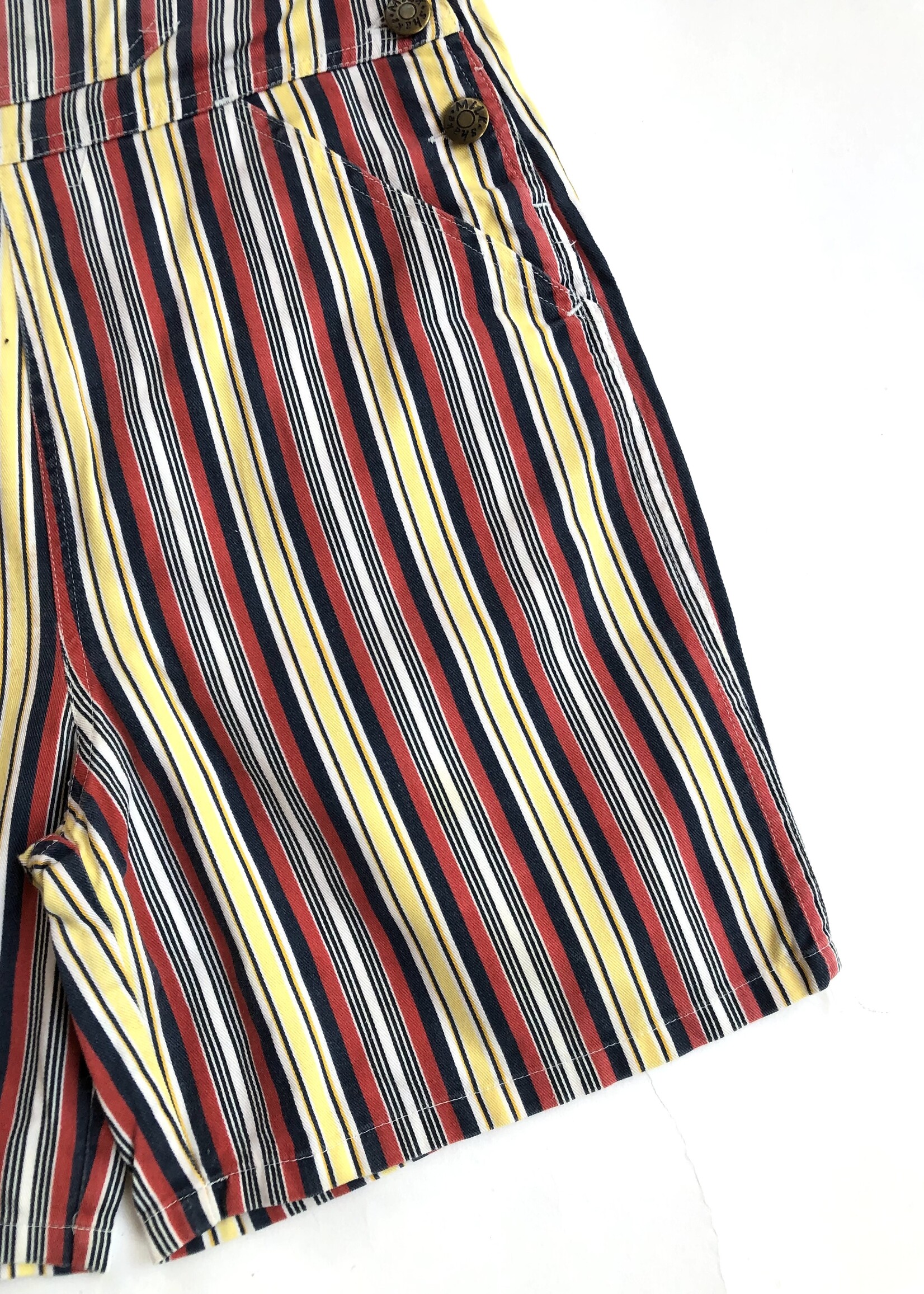 Vintage Primary coloured striped denim shortall 8y