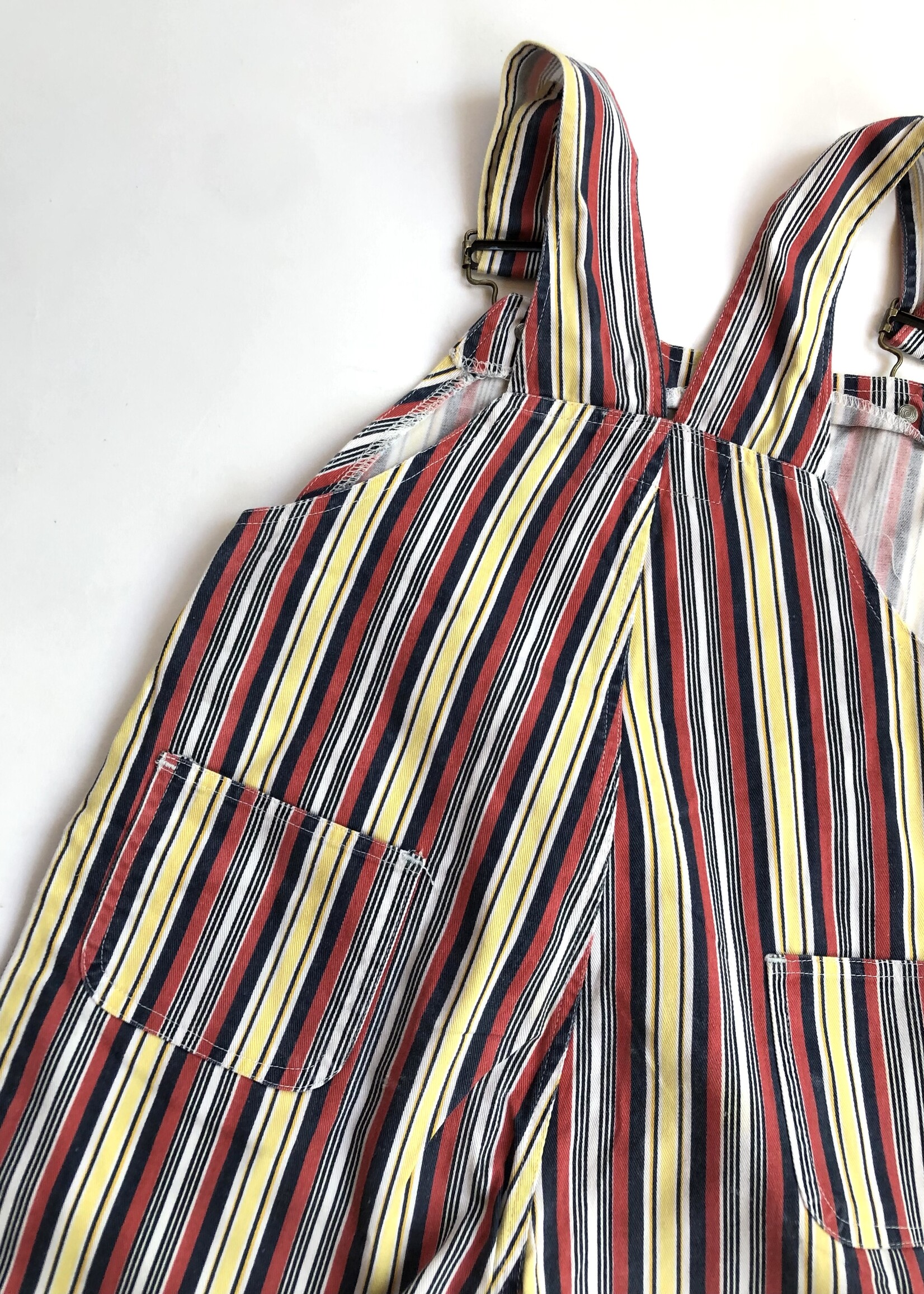 Vintage Primary coloured striped denim shortall 8y