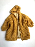 Handmade Ocher floral lined cardigan/coat 4-6y
