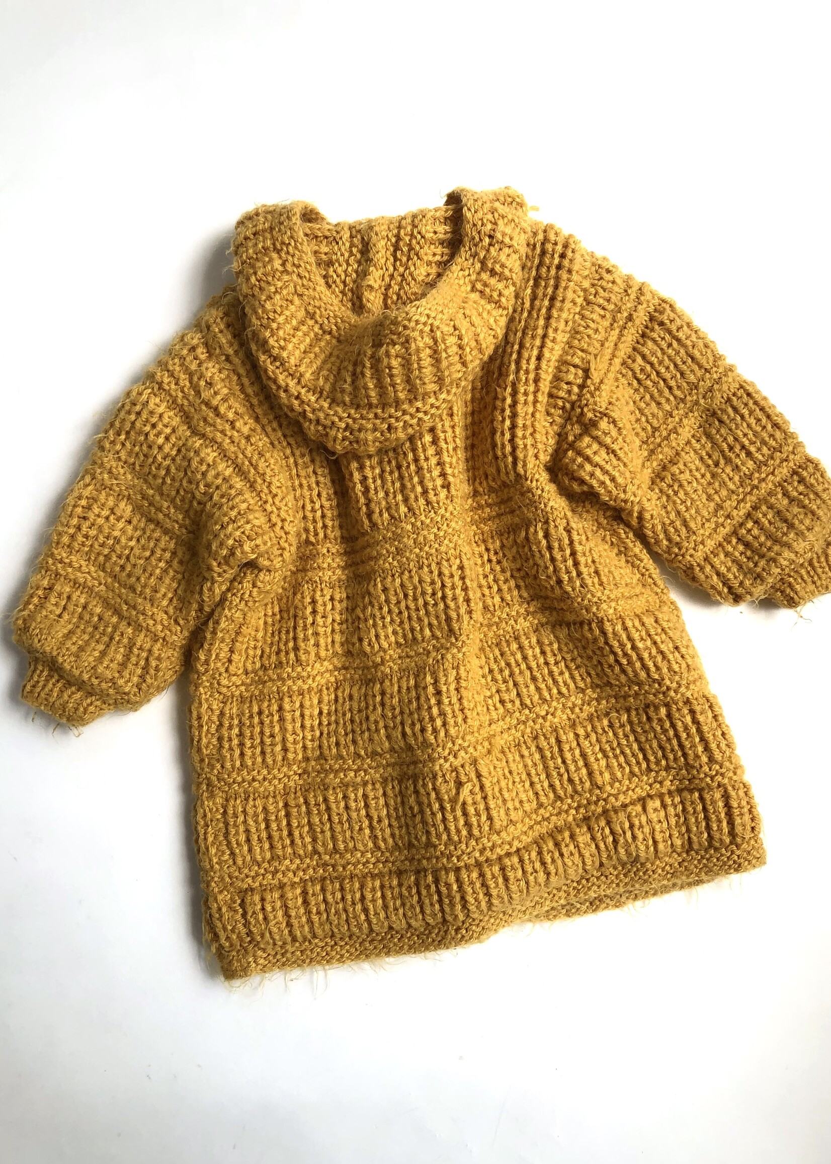 Handmade Ocher floral lined cardigan/coat 4-6y