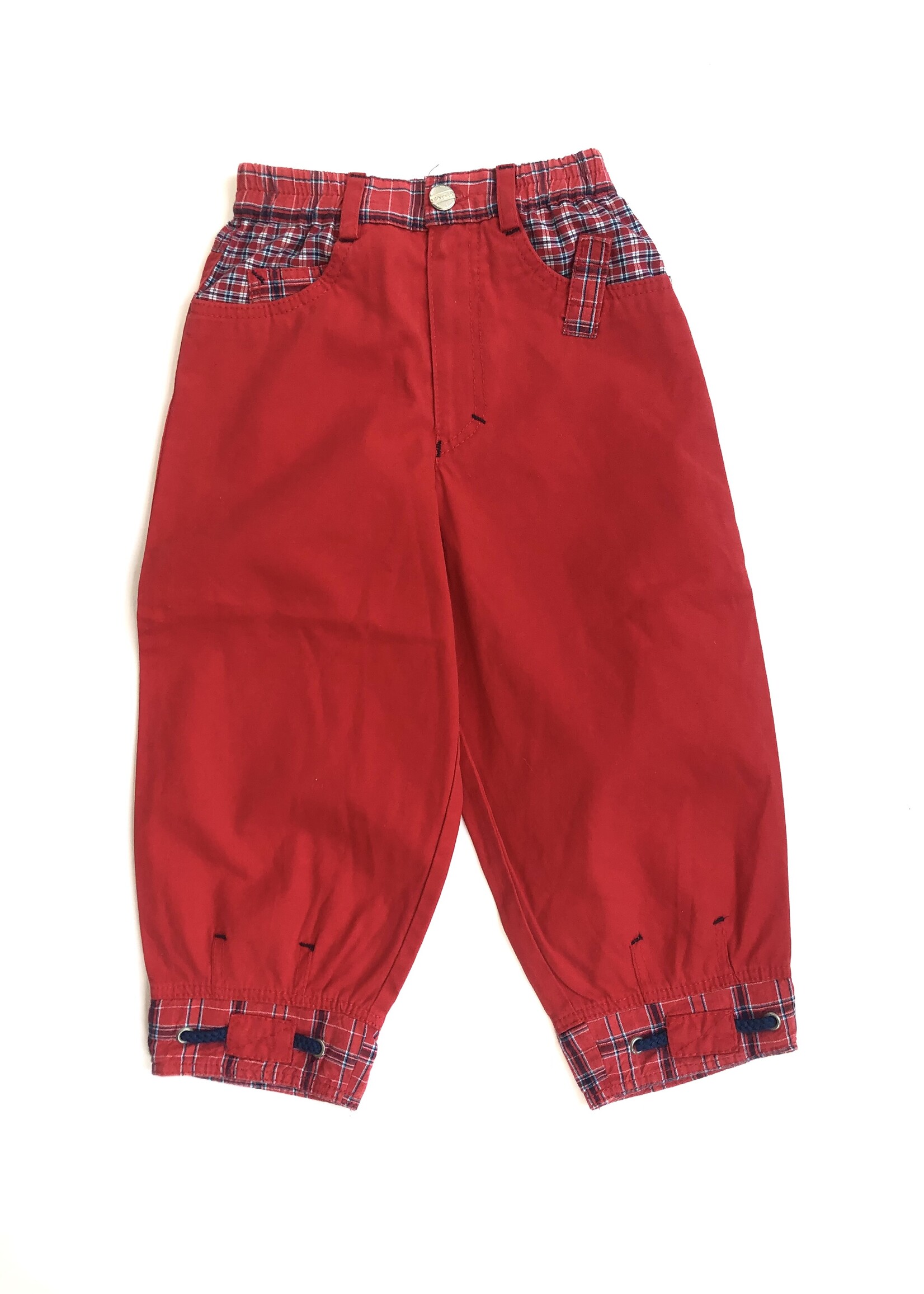 Vintage Red checked navy pants 6y